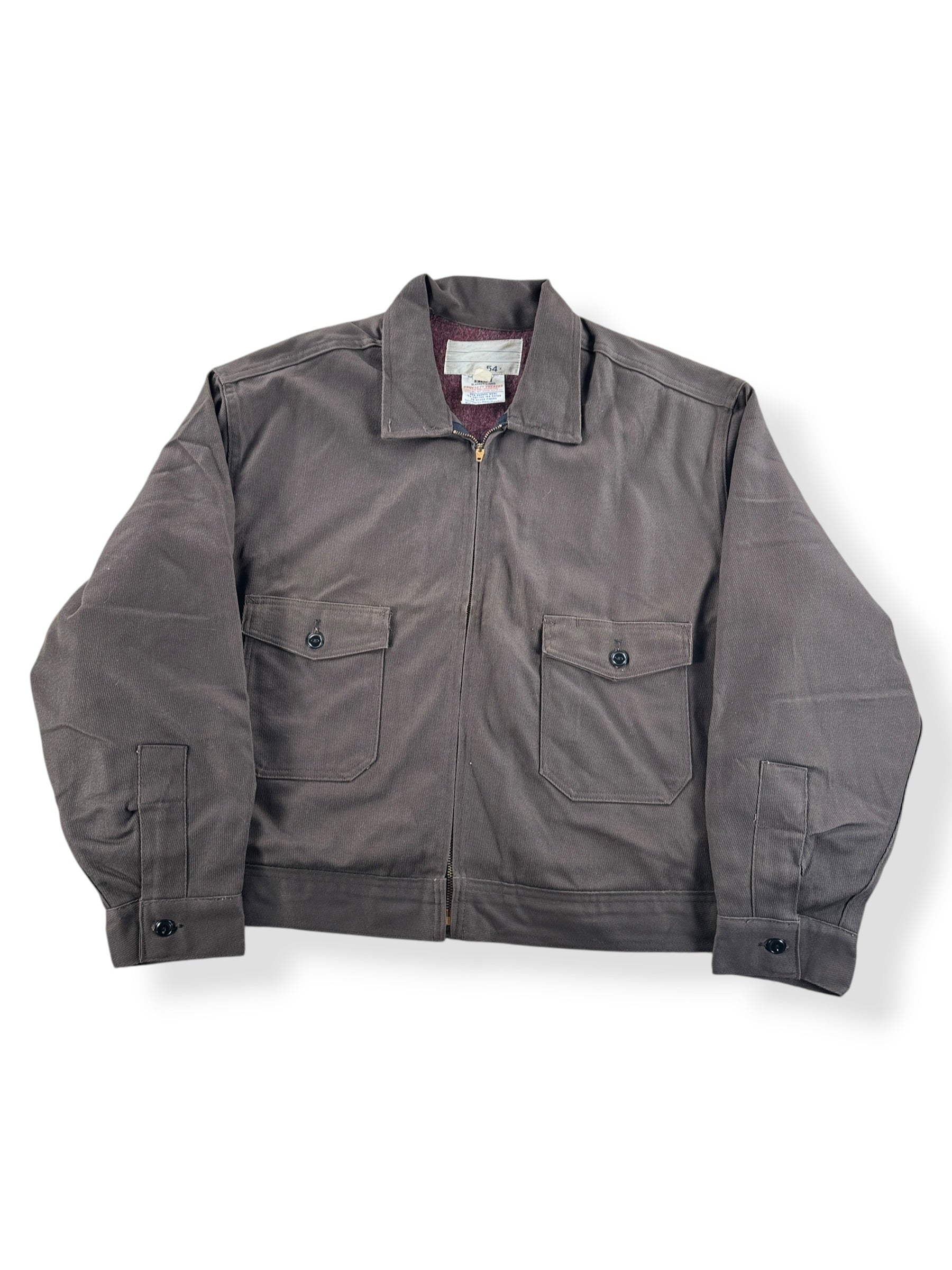 Front of Vintage Brown Troy Blanket Lined Work Jacket SZ 54