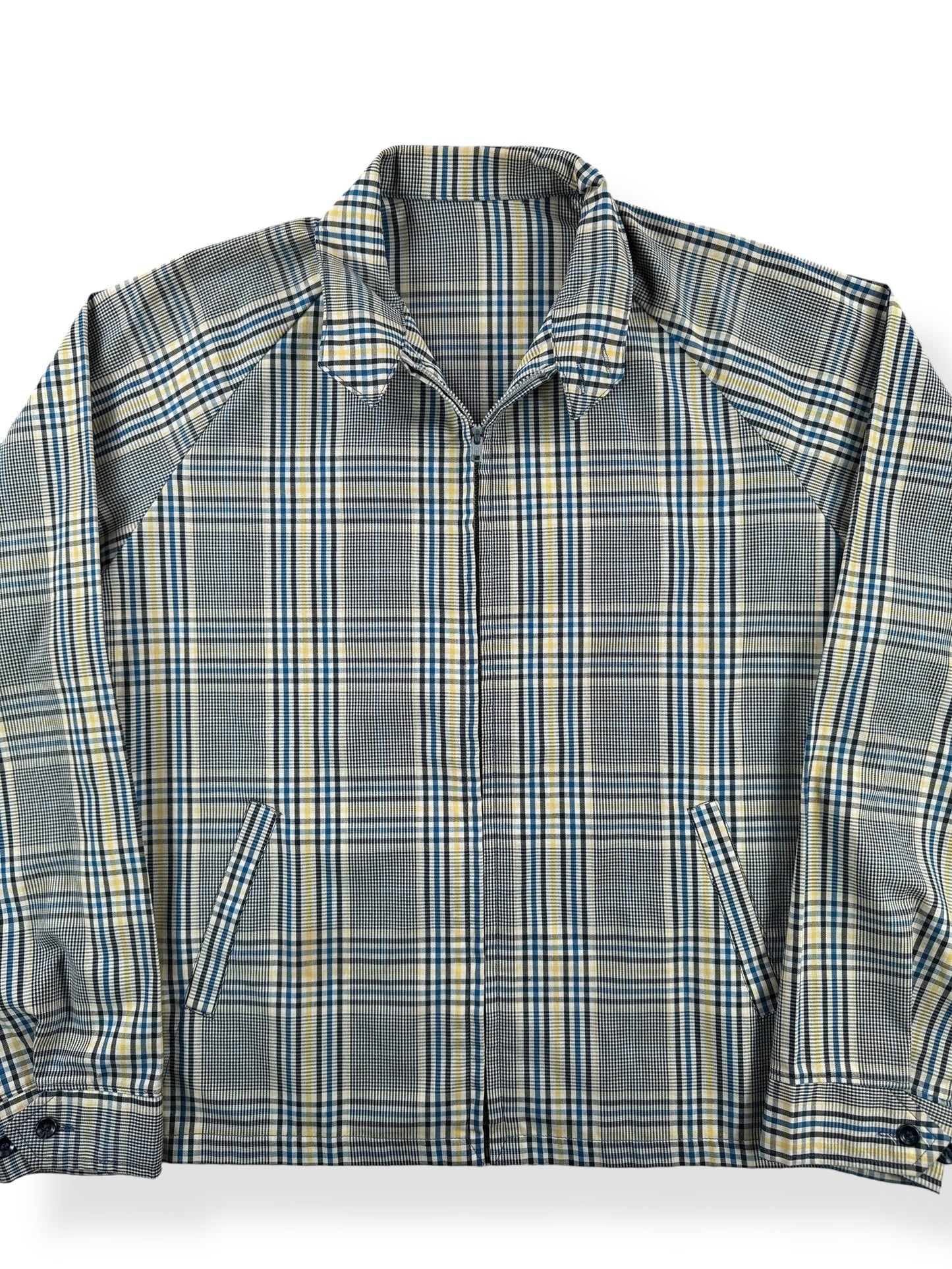 Front Close Up of Vintage Plaid Windbreaker Jacket SZ L