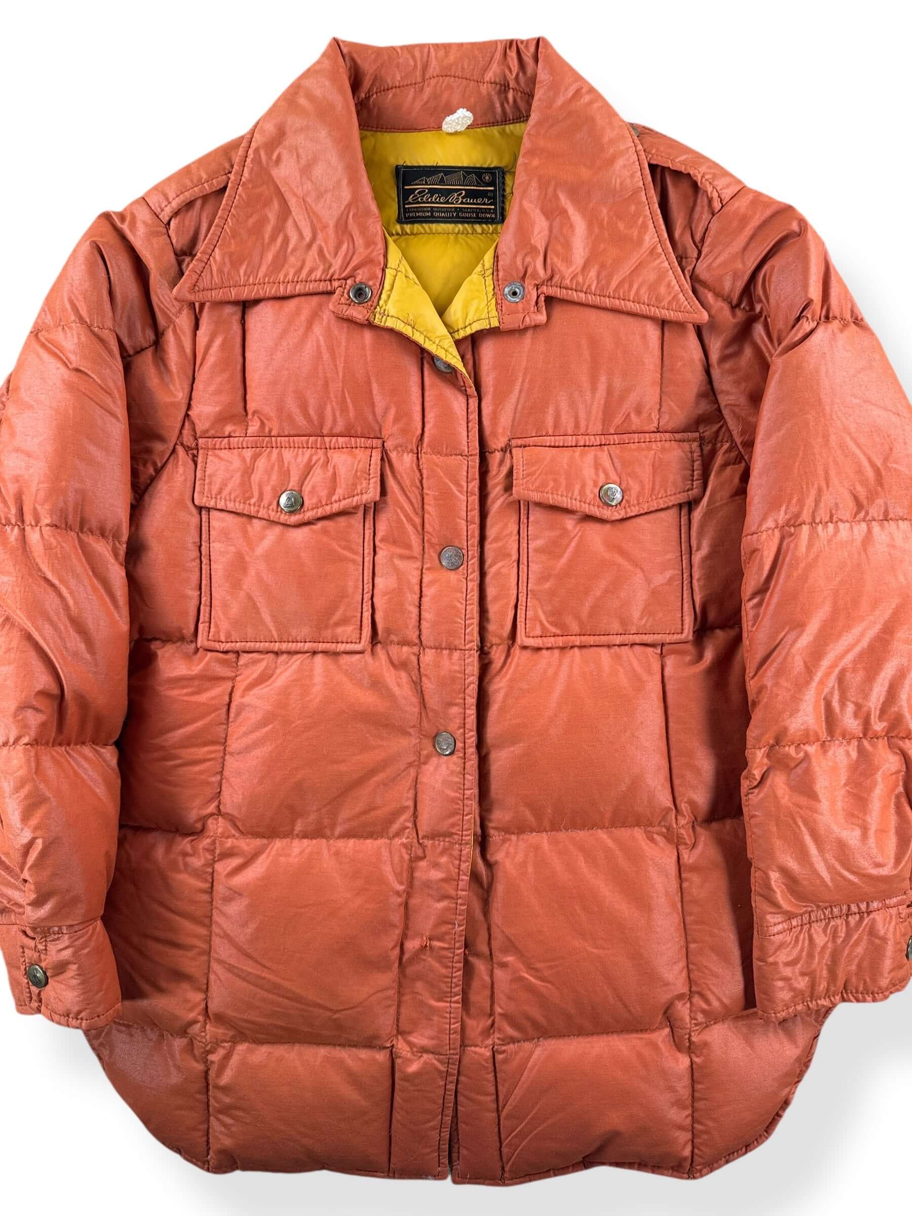 Front Close Up of Vintage Quilted Eddie Bauer Shacket SZ S