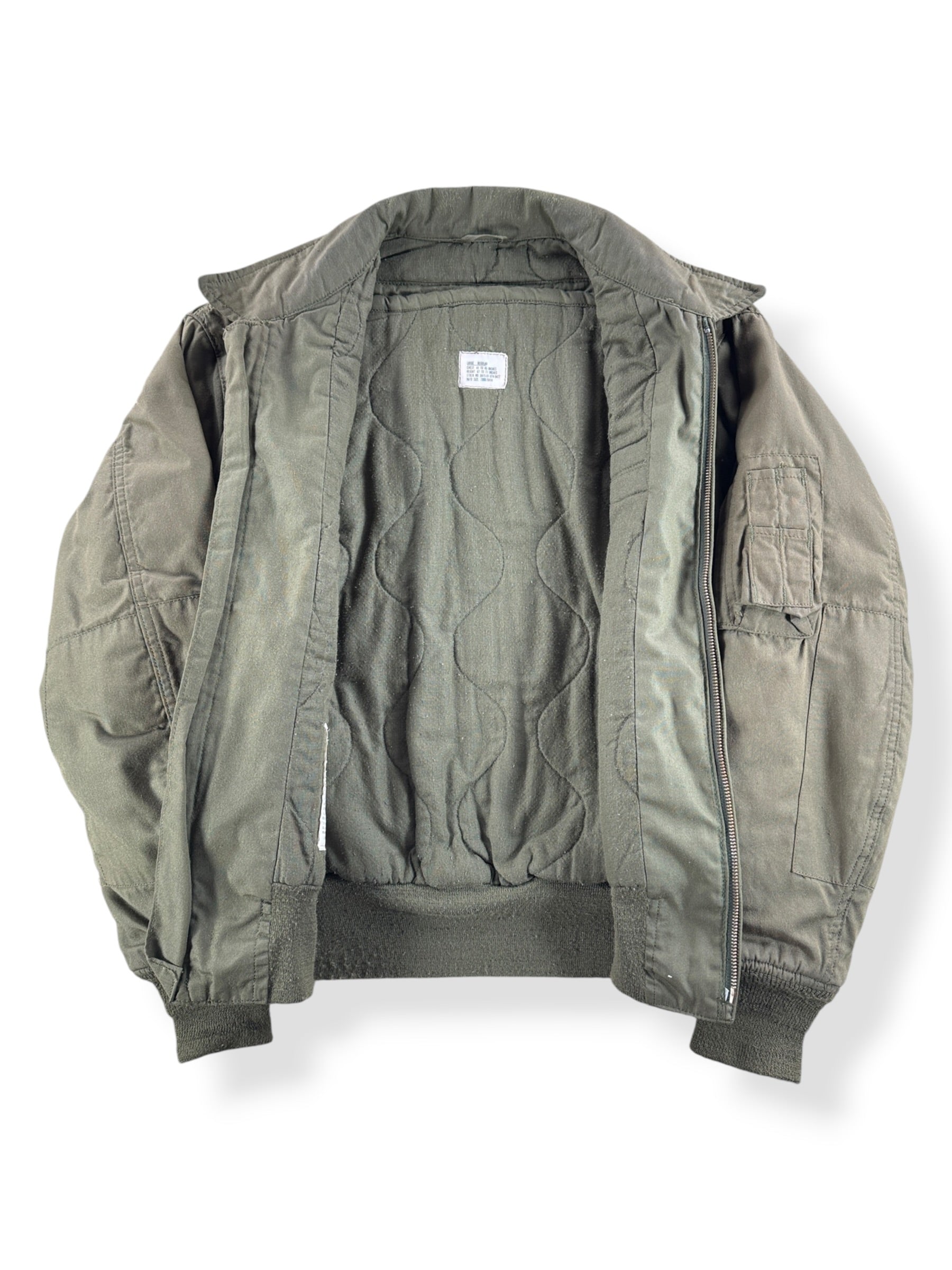 Inside of Vintage 80s Military Cold Weather Bomber Jacket SZ L (Fits M)