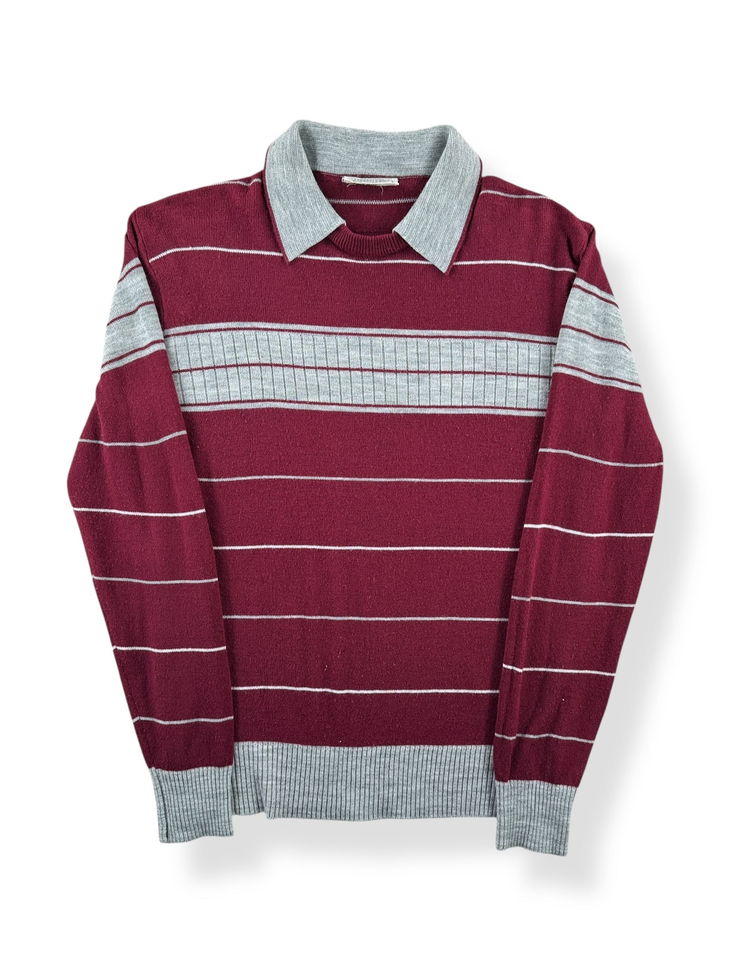 Front of Vintage Mr. Man Striped Knit Long Sleeve Shirt SZ M (Fits S)