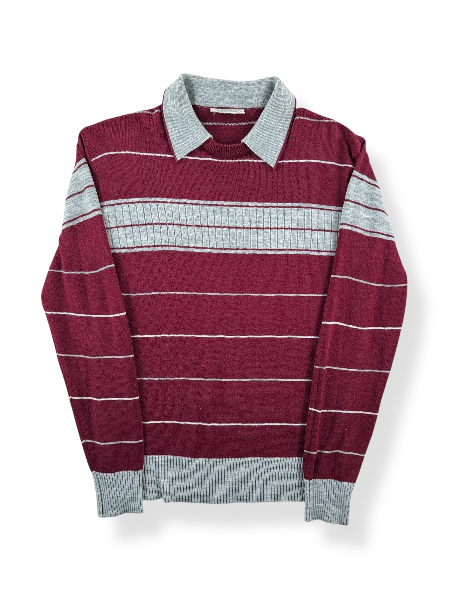 Front of Vintage Mr. Man Striped Knit Long Sleeve Shirt SZ M (Fits S)