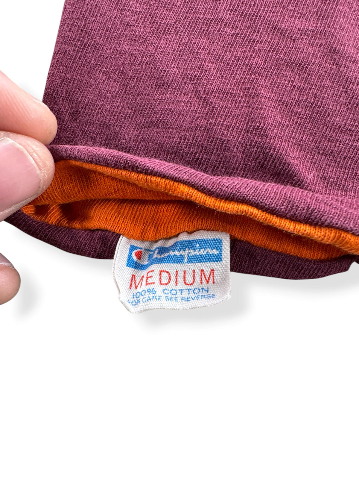 Blue Bar tag on Vintage Champion Blue Bar Burgundy Reversible Tee SZ M