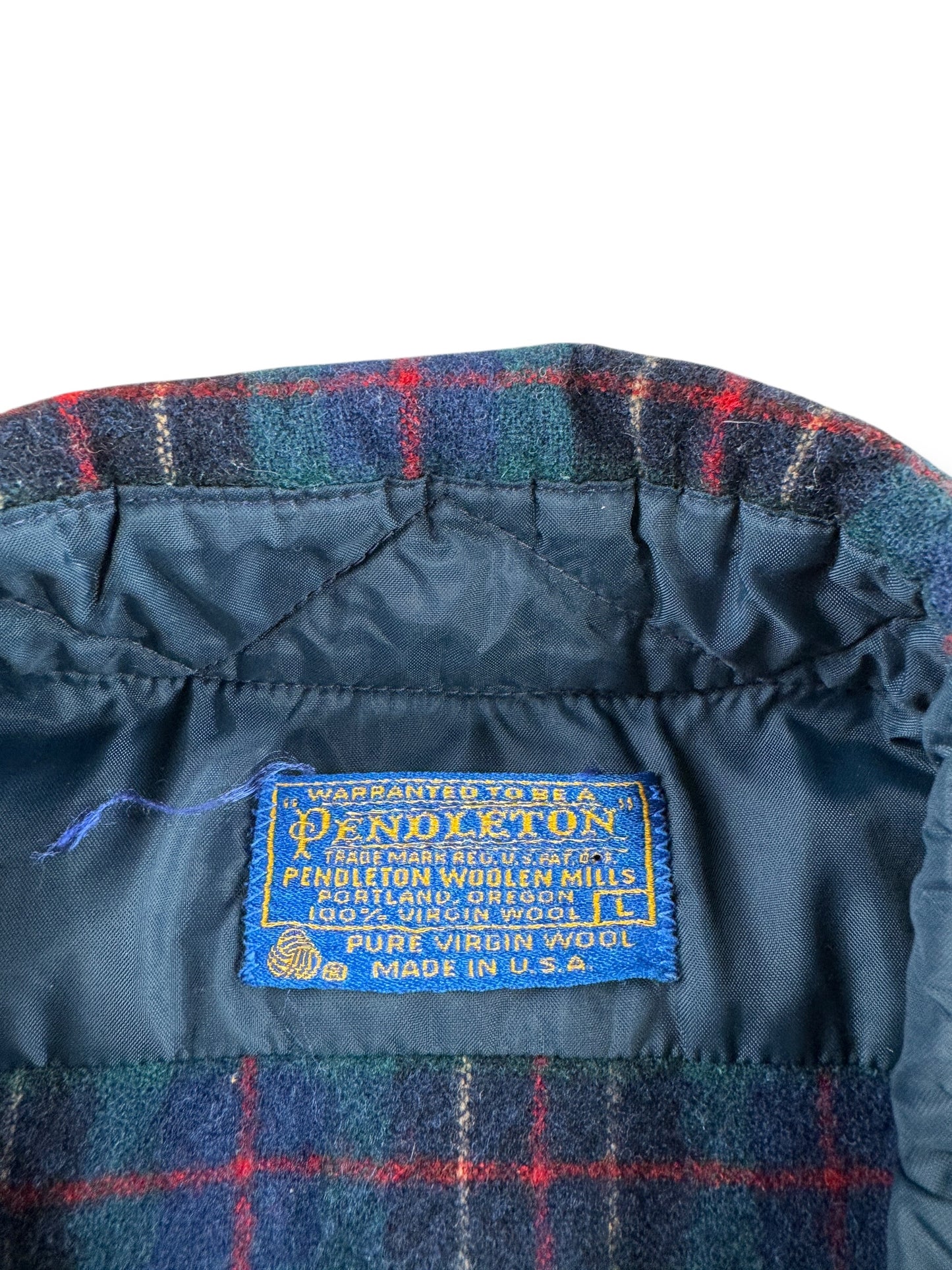 Label on Vintage Pendleton Flannel SZ L
