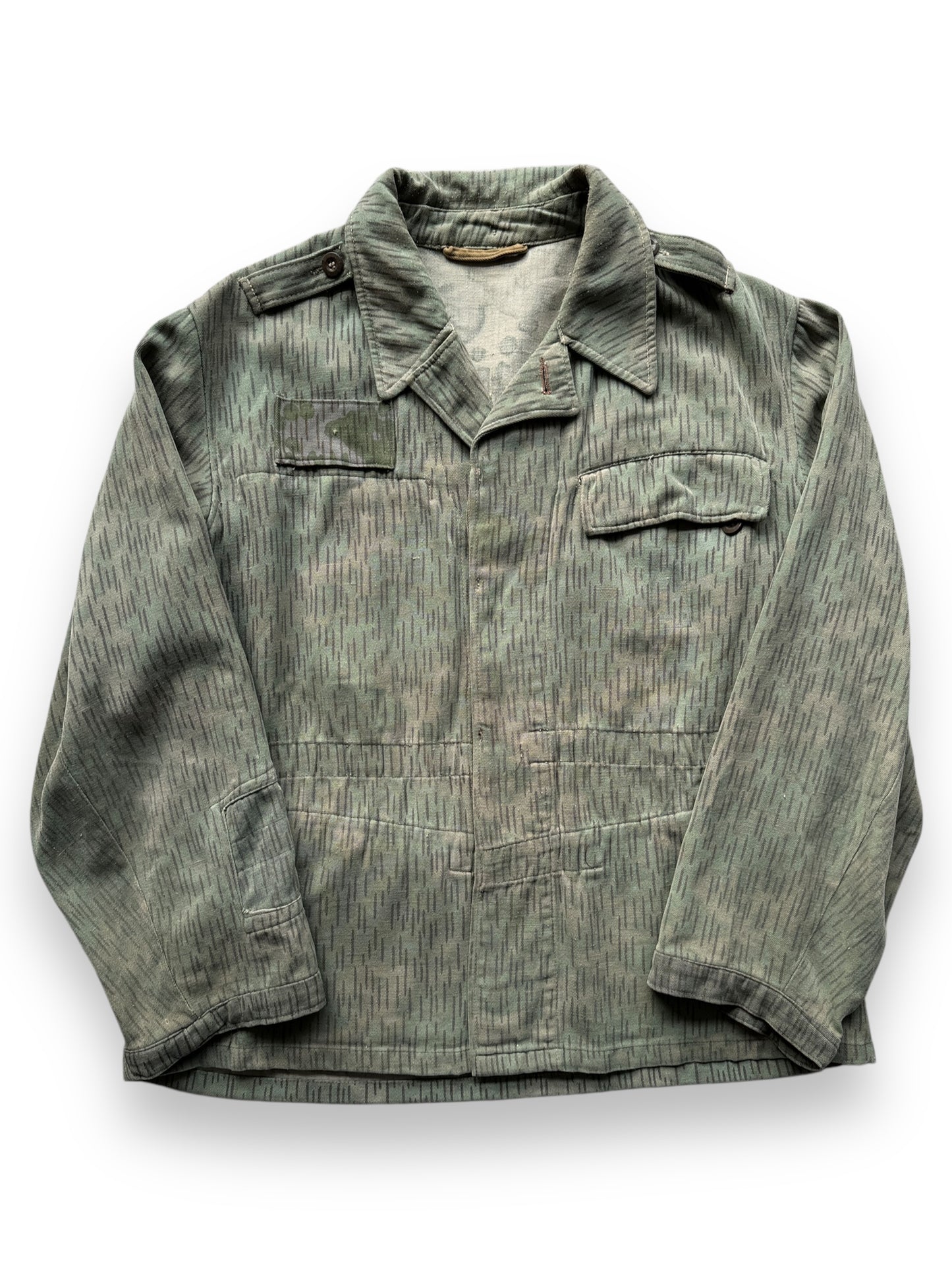 front of Vintage Slovakian Military Rain Camo Jacket SZ L