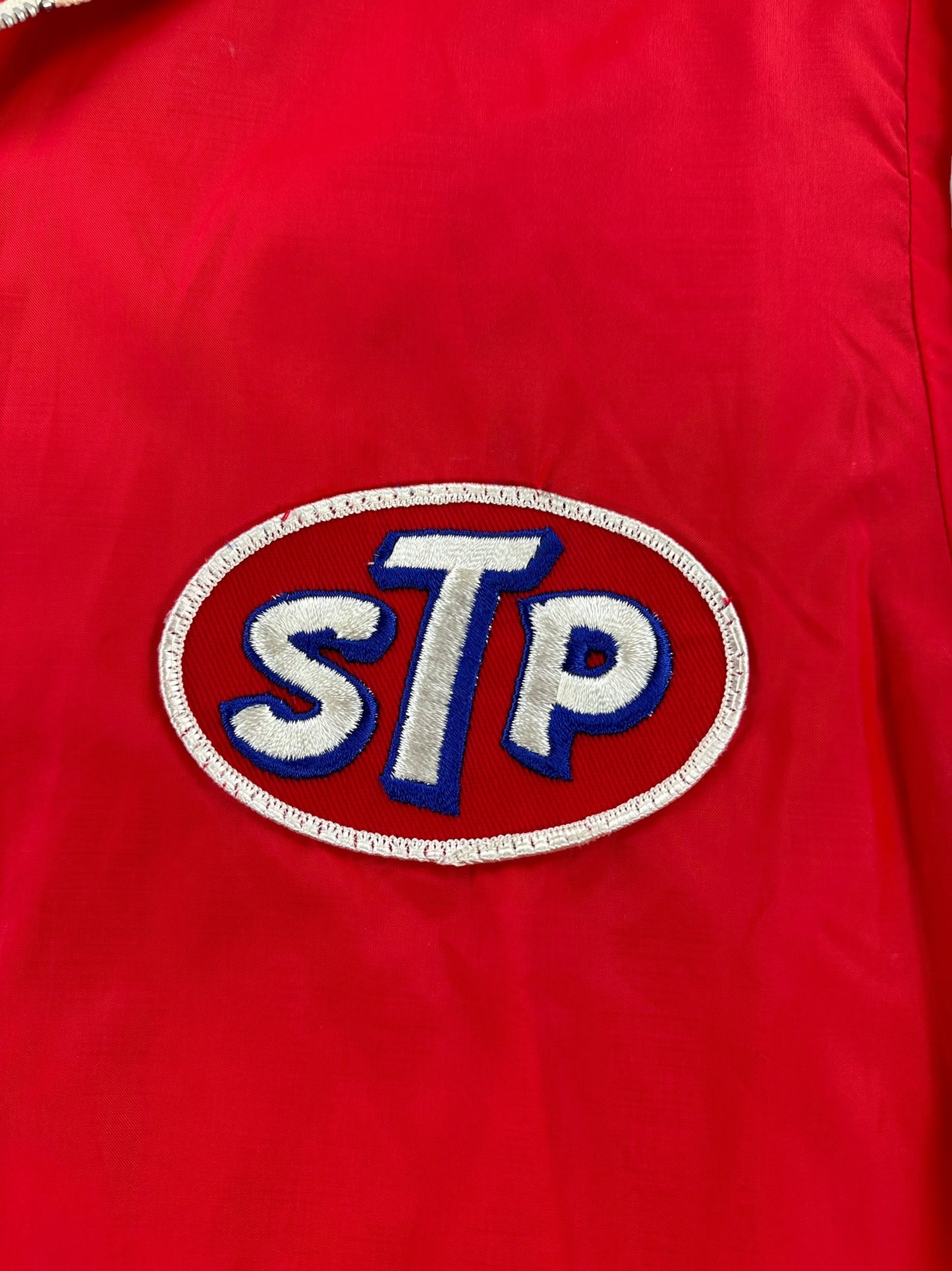Front Patch on Vintage STP Nylon Racing Jacket SZ M