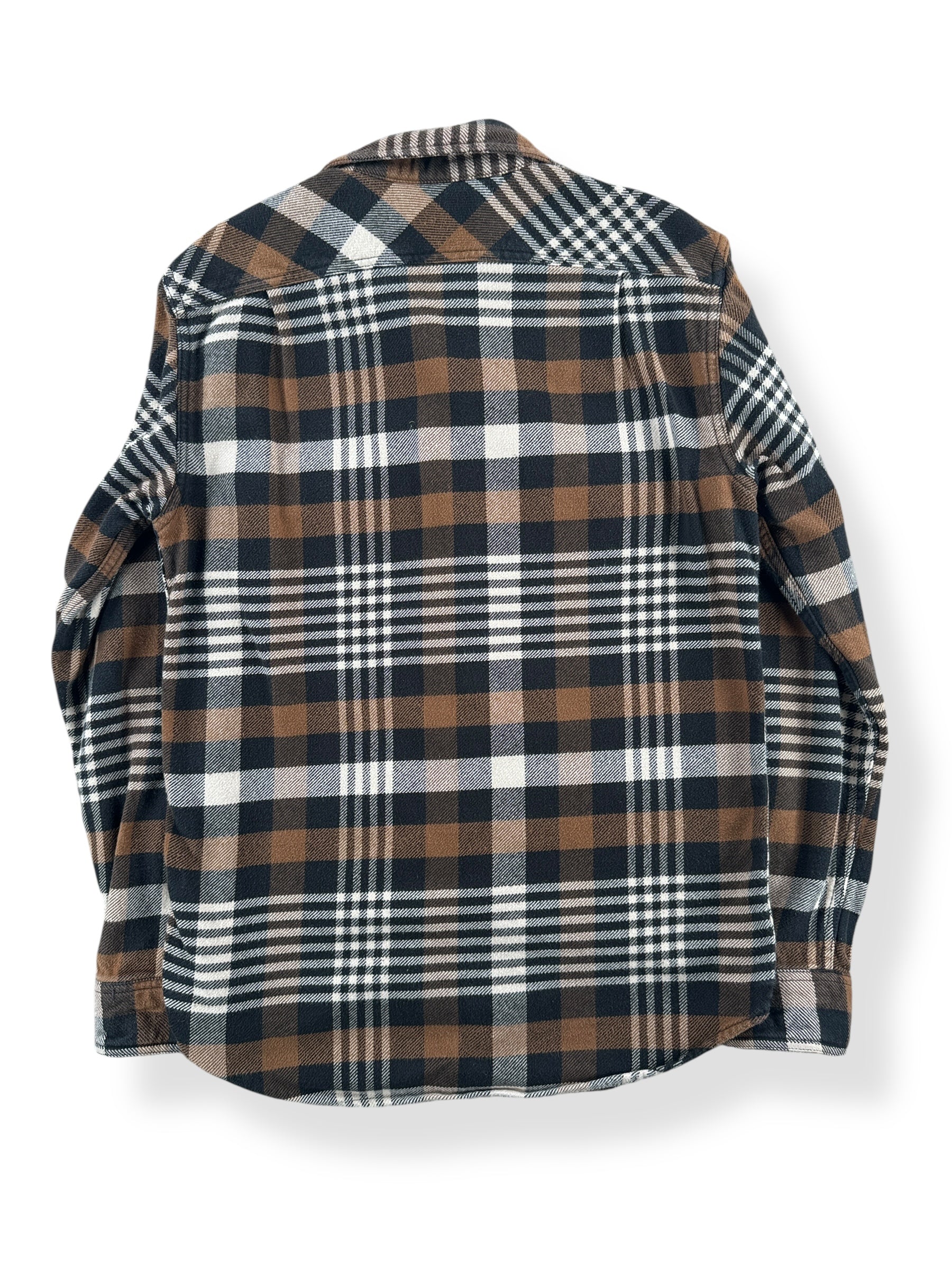 Back of Filson Black Brown Cream Cotton Flannel Work Shirt SZ XS