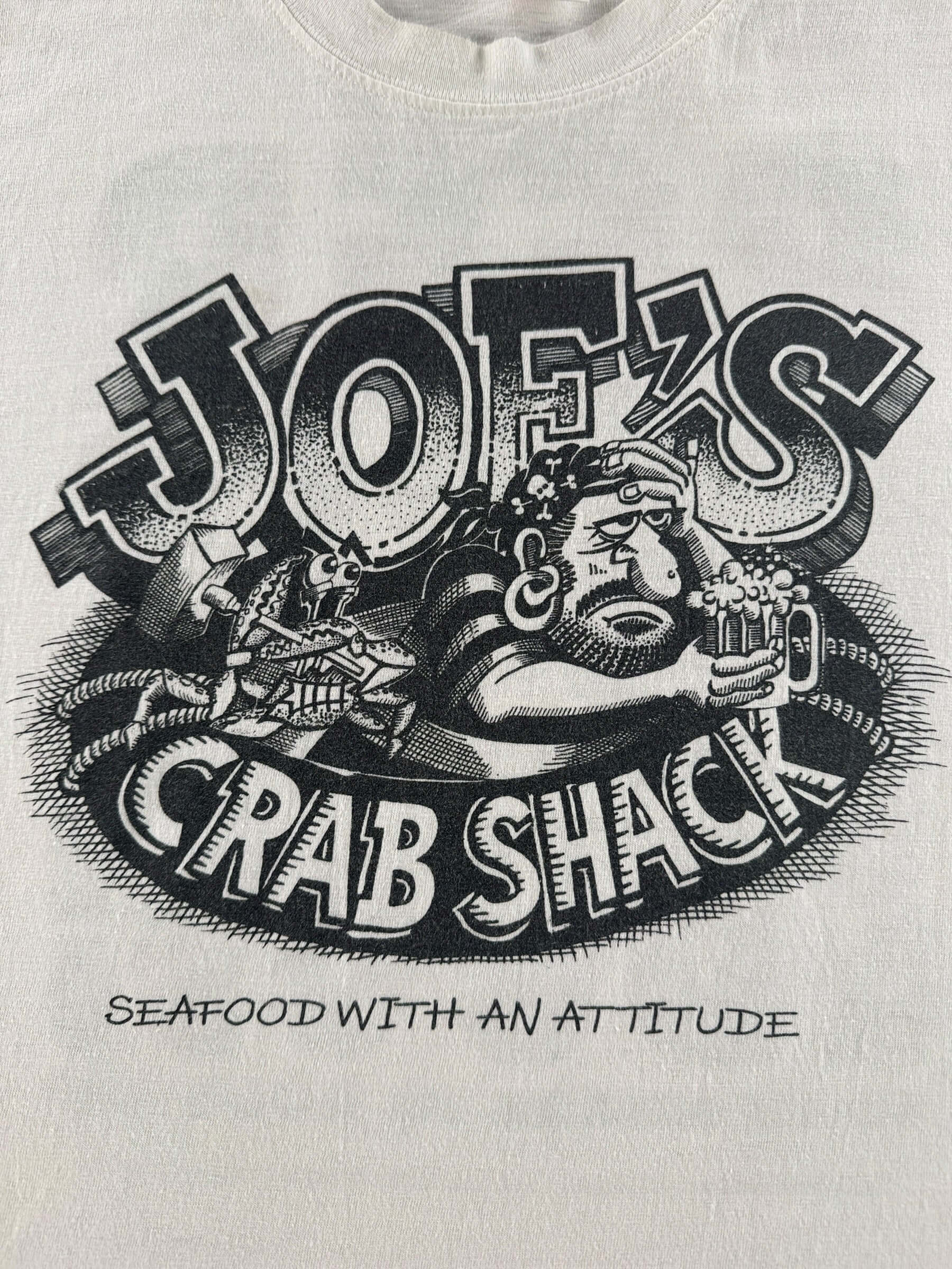 Graphic of Vintage Joe's Crab Shack Beer Babes and Bugs Tee SZ XL (Fits M/L)