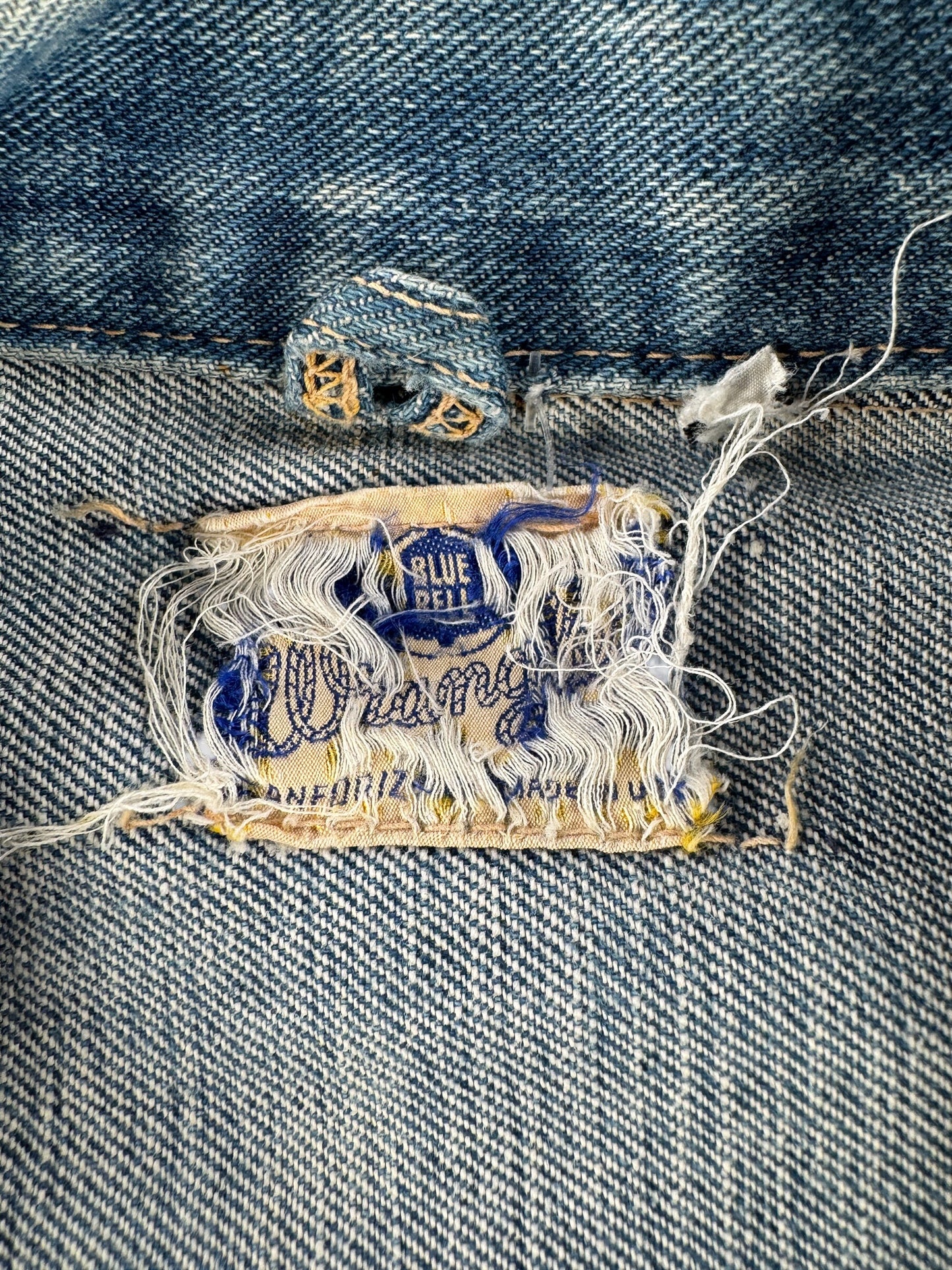 Label on Vintage 50's Wrangler Blue Bell Denim Jacket SZ M