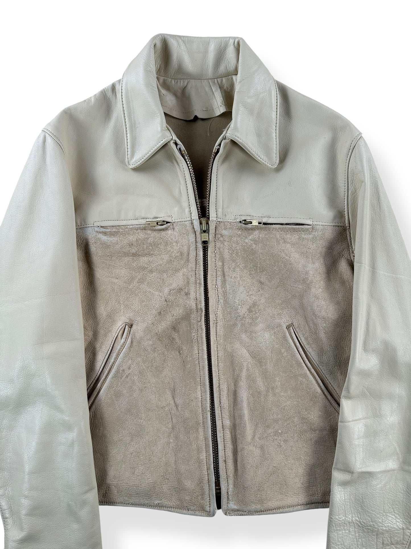 Front Close Up of Vintage Unlined Deerskin Jacket SZ M
