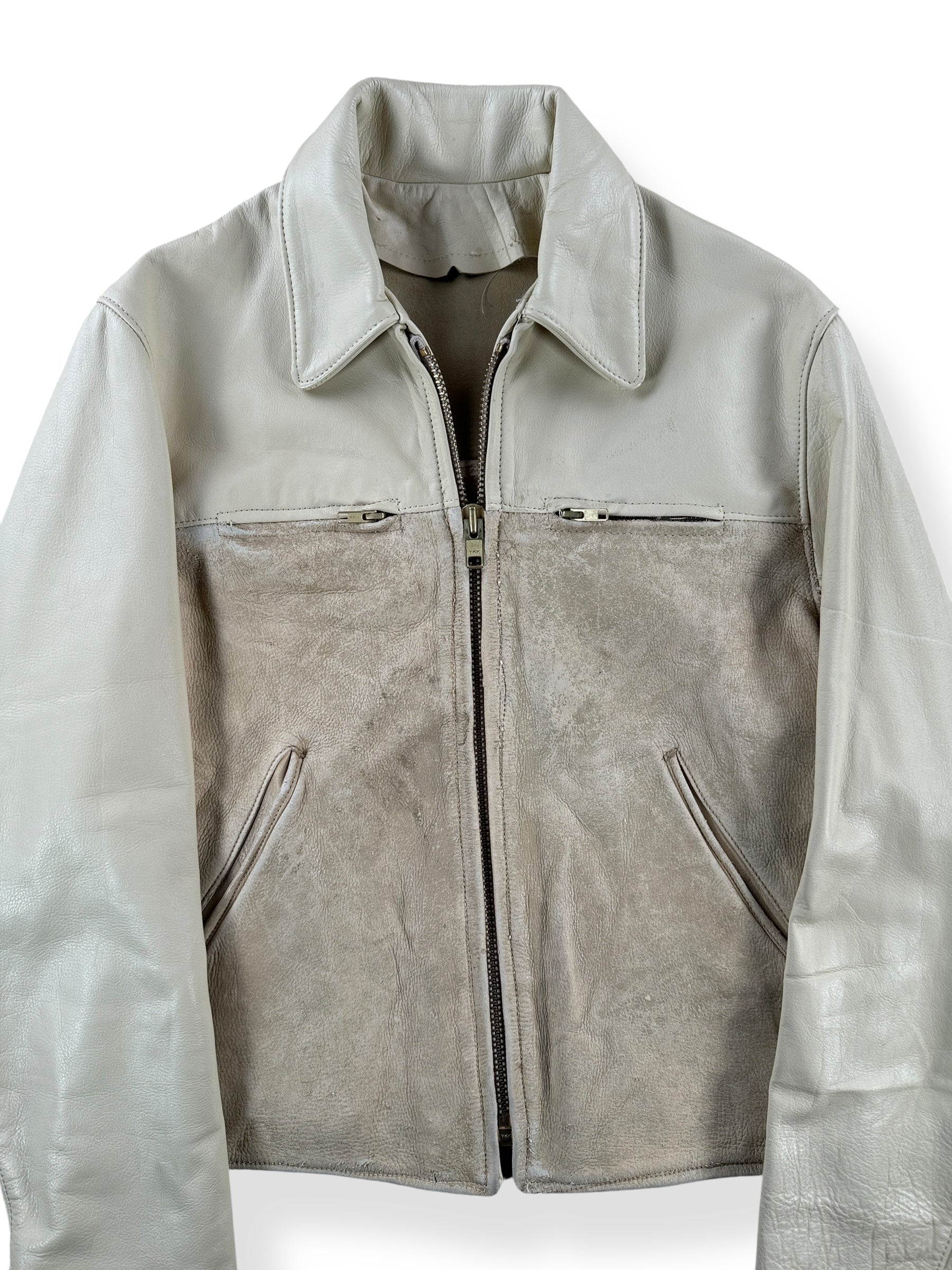 Front Close Up of Vintage Unlined Deerskin Jacket SZ M