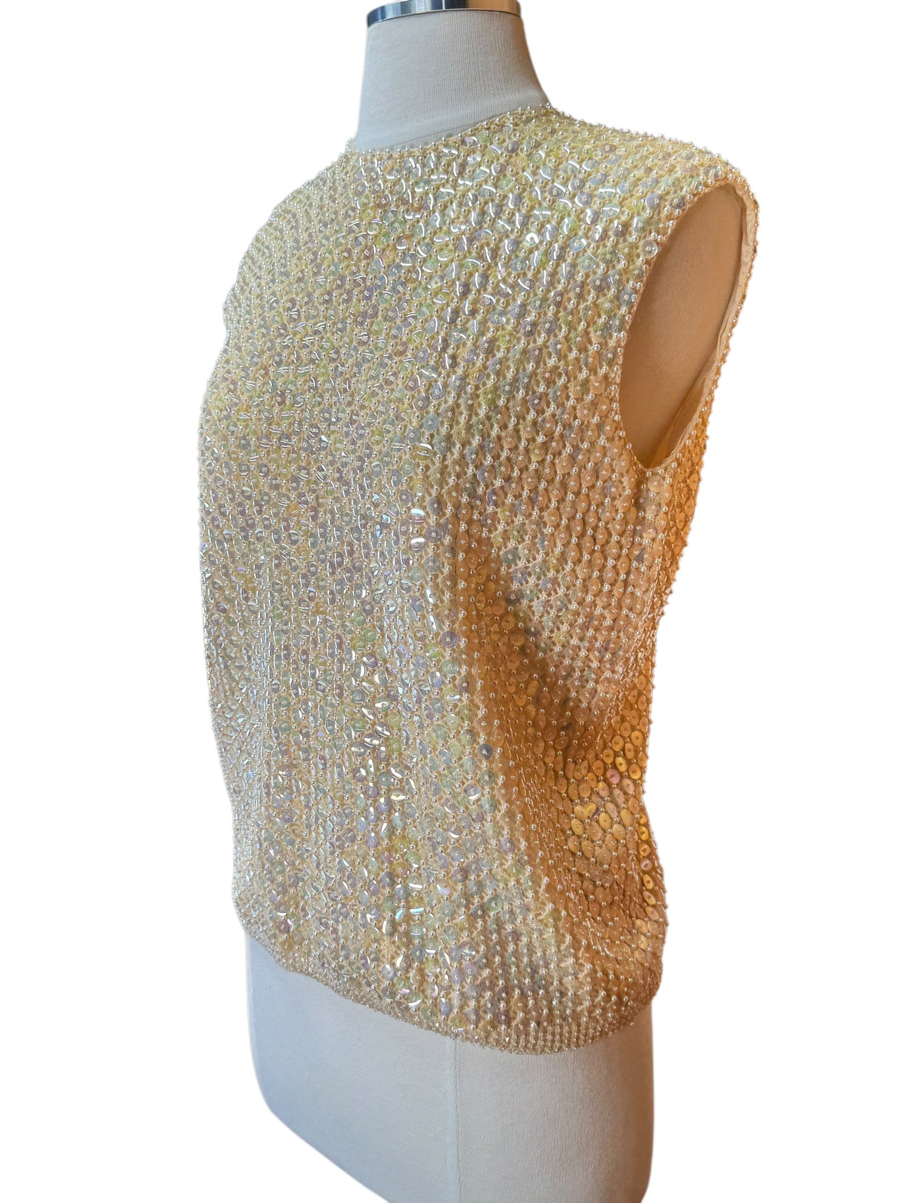 Side view of 1960s Sequin Sleeveless Top M