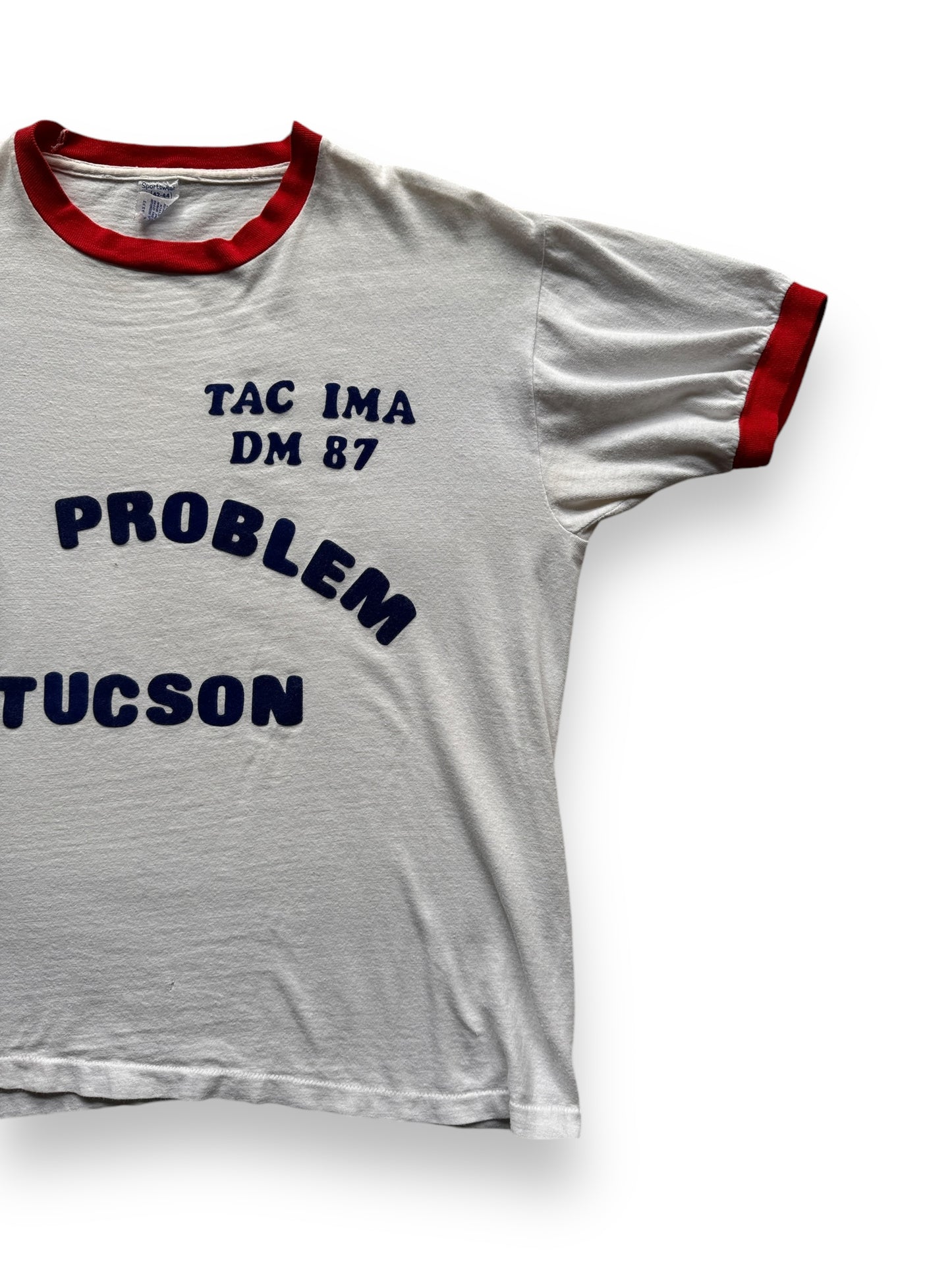 front left of Vintage No Problem Tuscon Ringer Tee SZ L