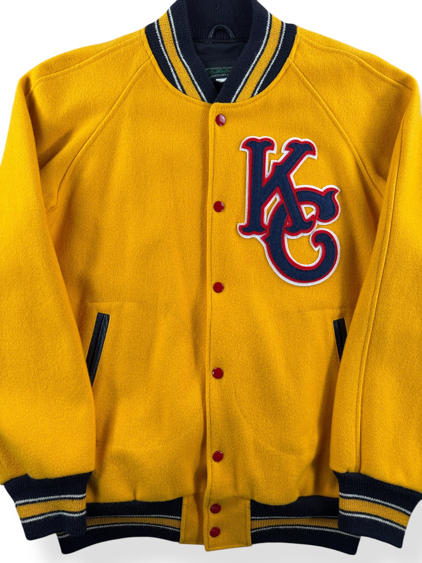 Front Close Up of Vintage Stall & Dean KC Varsity Jacket SZ L