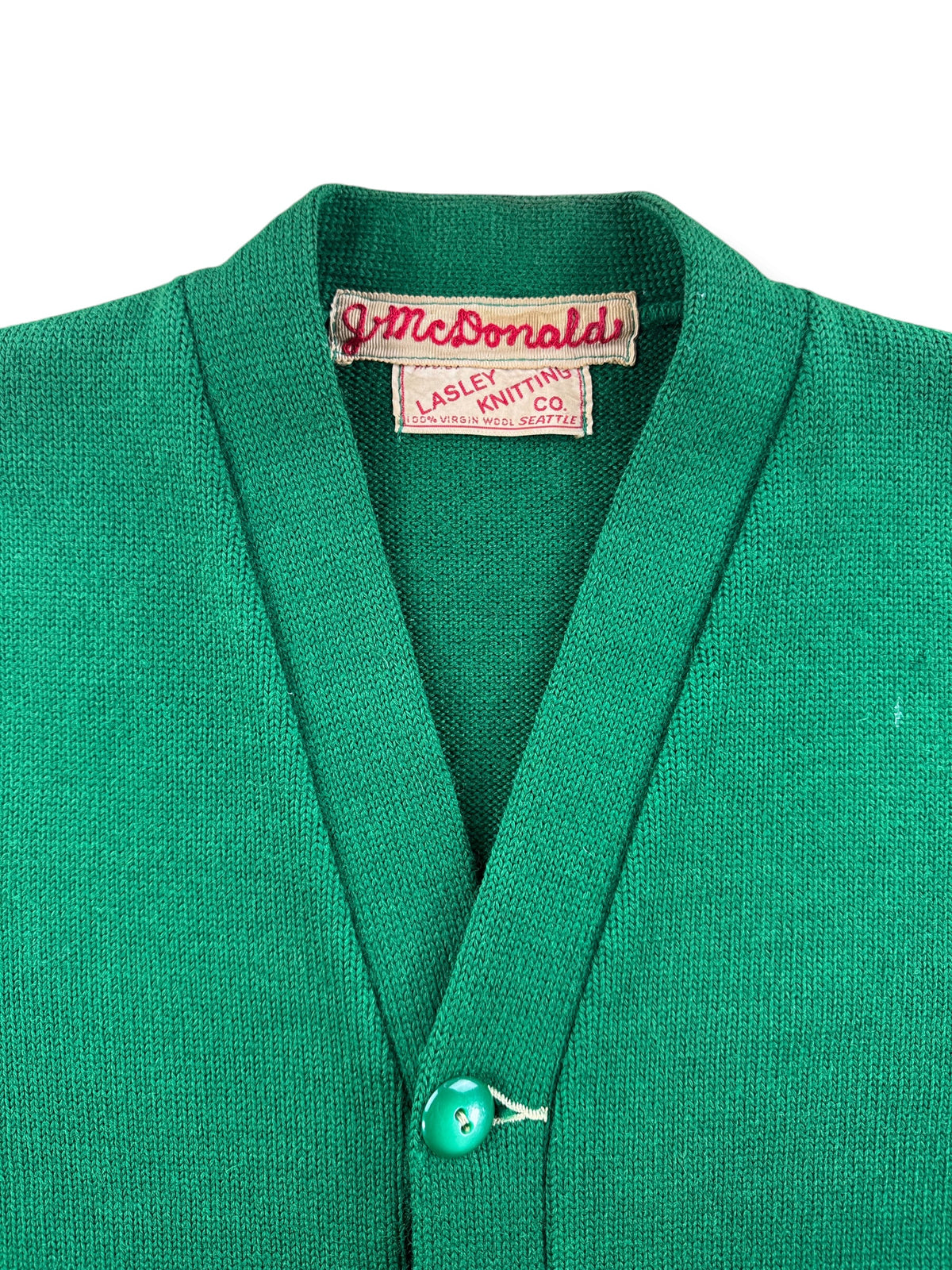 Neckline on Vintage 60s Lasley Knitting Varsity Sweater SZ S
