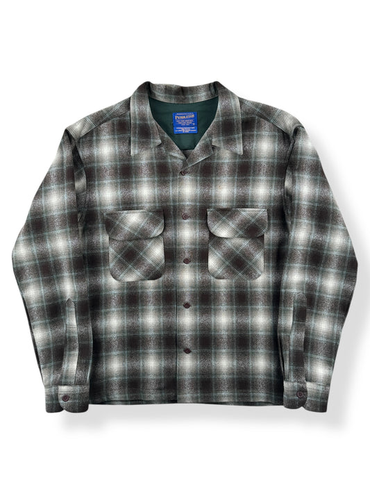 Front of Vintage Made in Mexico Pendleton Green & Brown Shadowplaid Board Shirt SZ L