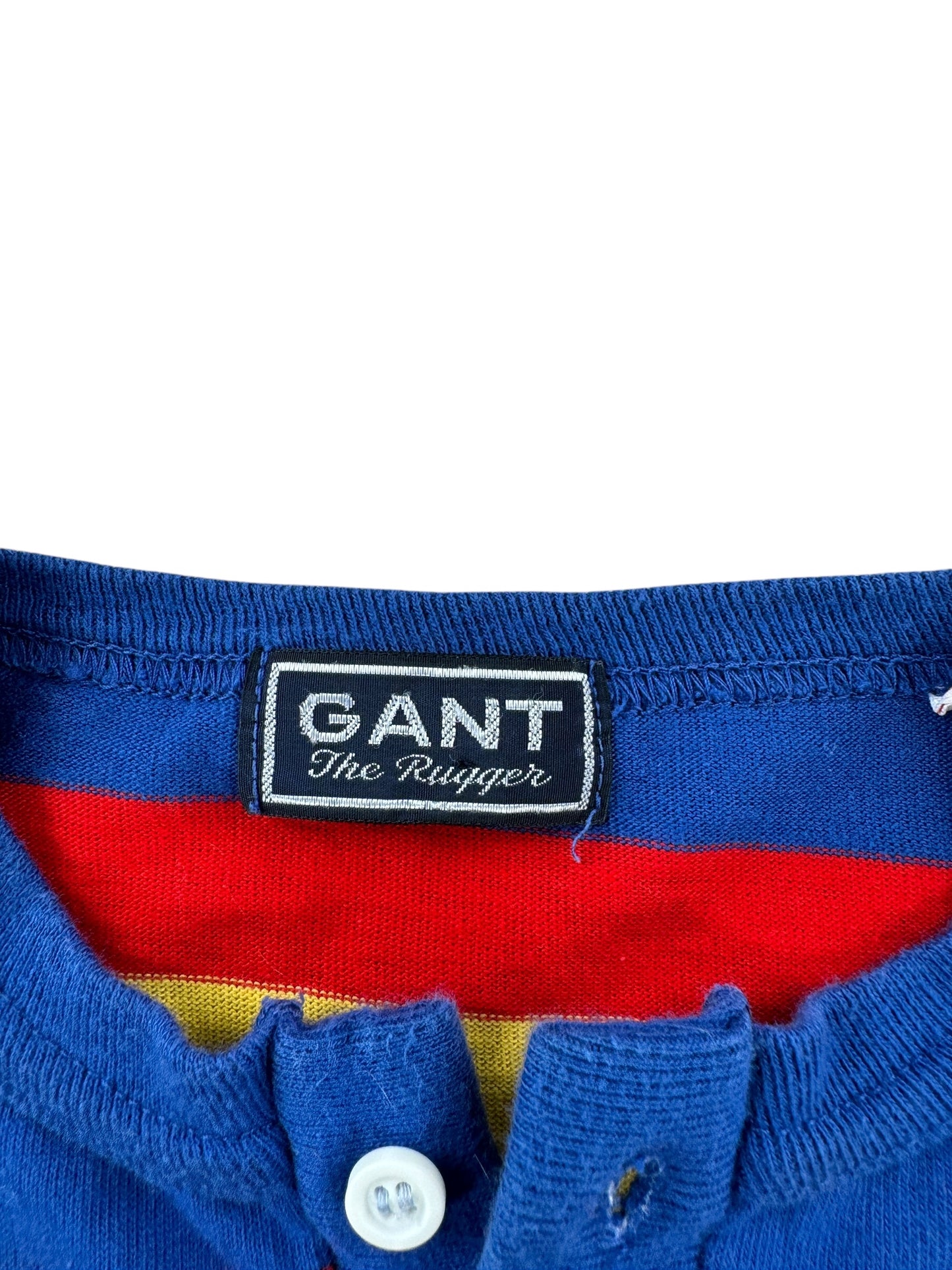 Tag on Vintage Gant The Rugger Striped Henley SZ M