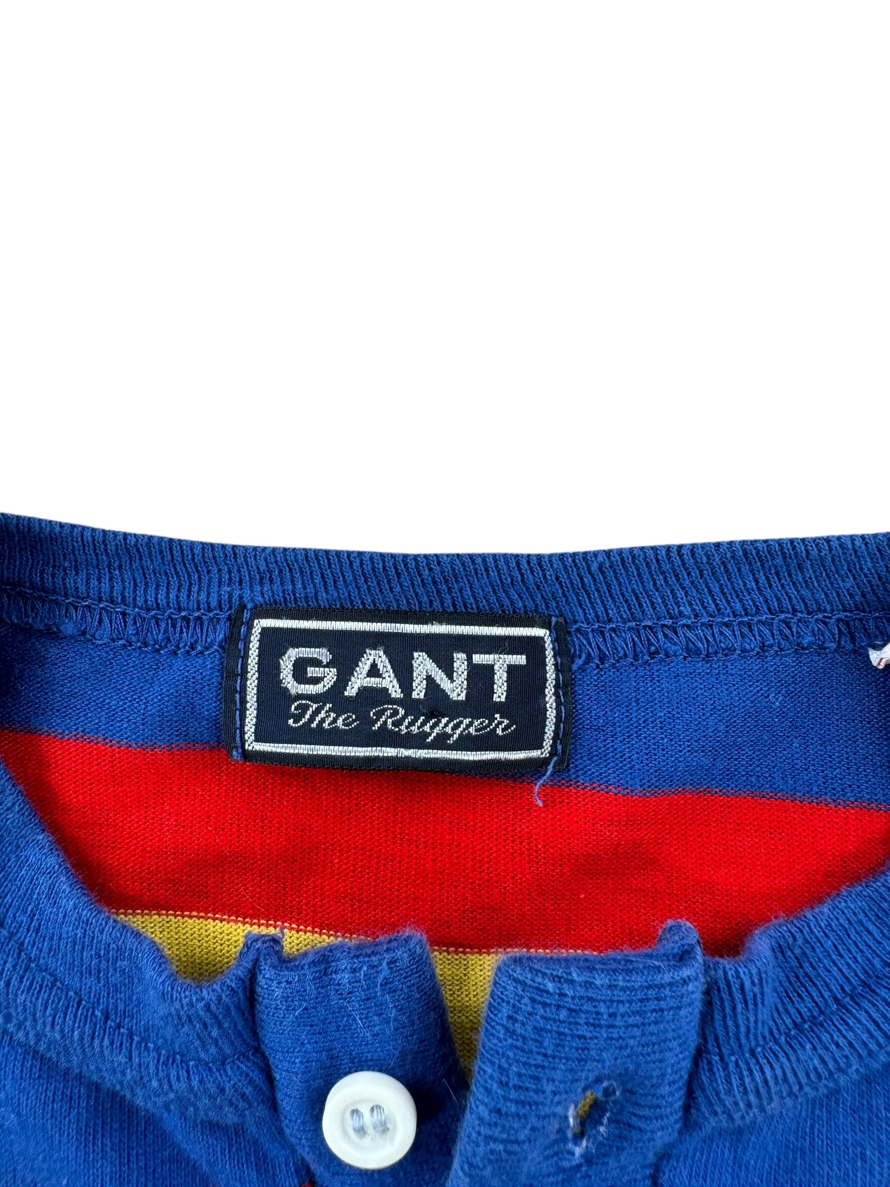 Tag on Vintage Gant The Rugger Striped Henley SZ M