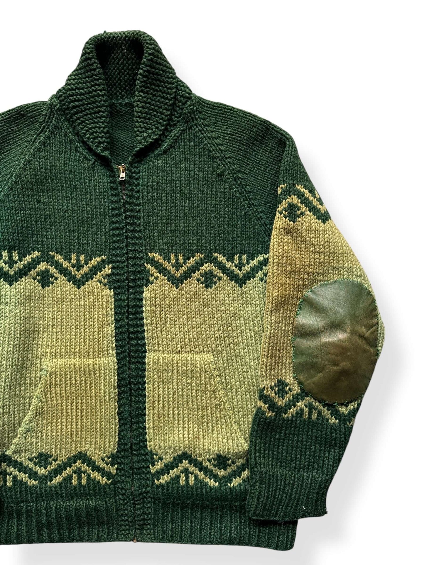 Front Left of Vintage Heavy Duty Handmade Cowichan Style Sweater