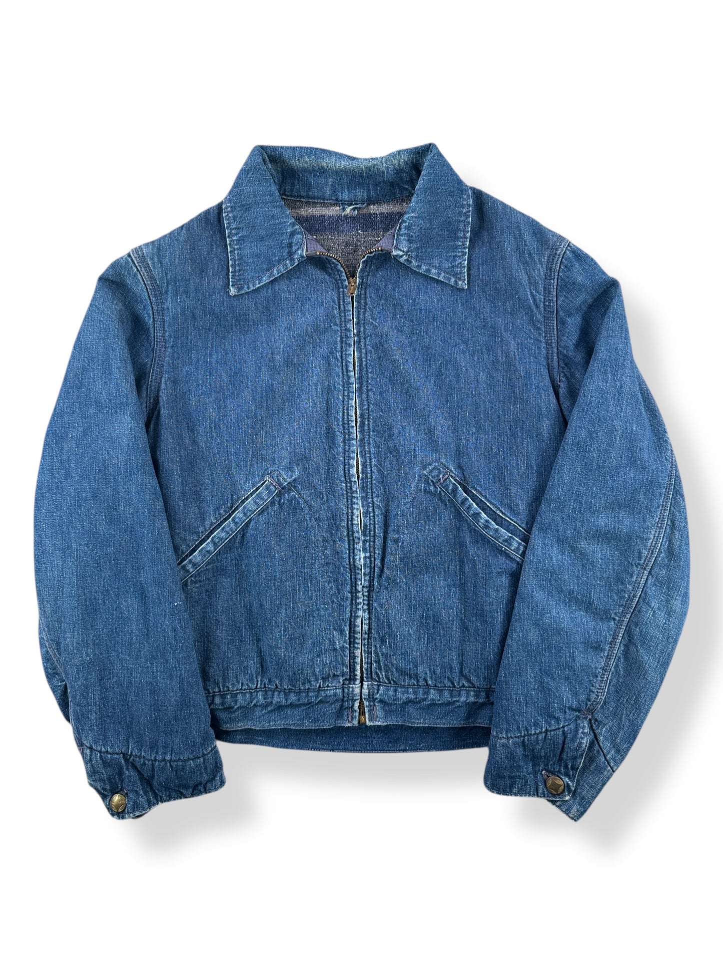 Front of Vintage Blanket Lined Denim Jacket SZ S