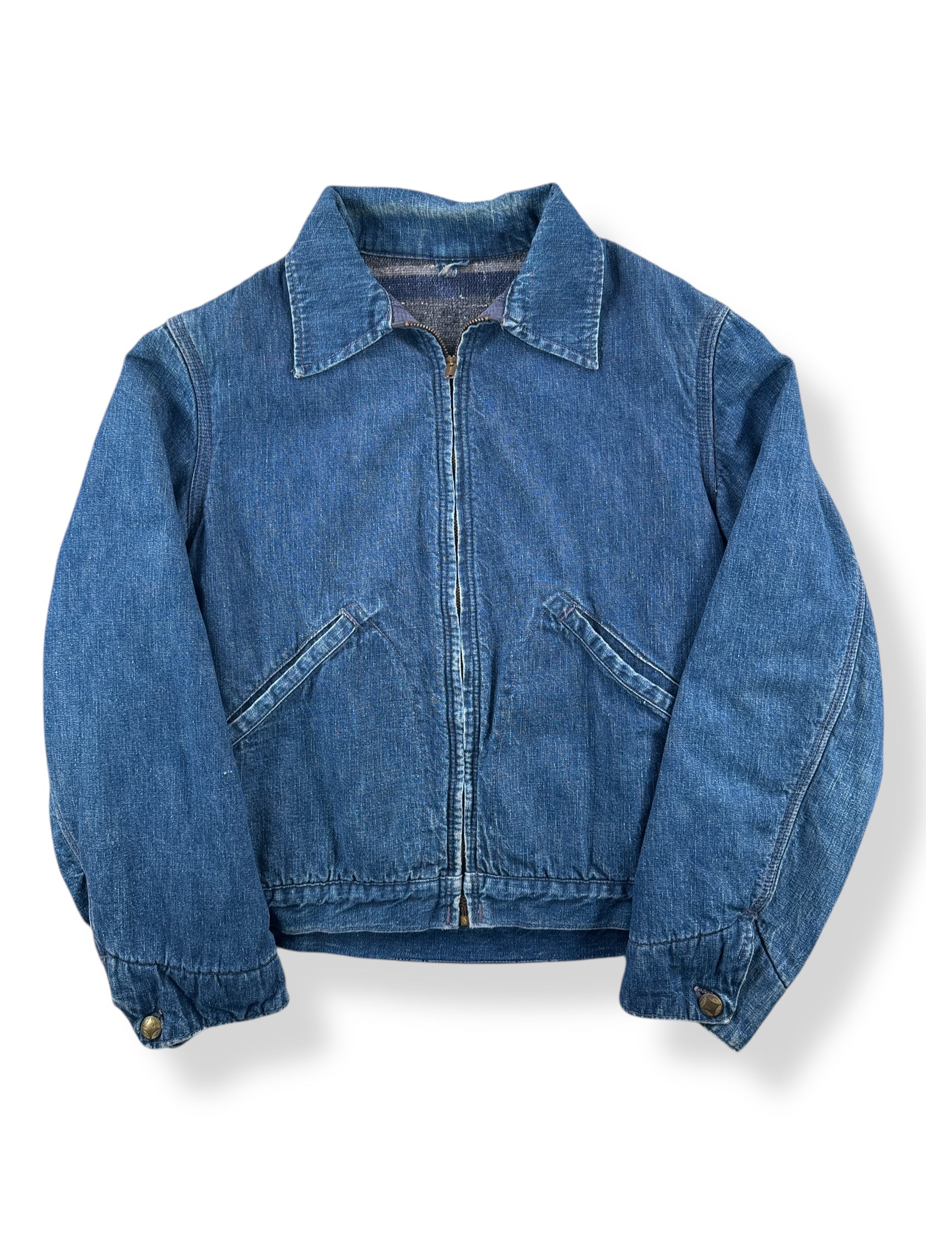 Front of Vintage Blanket Lined Denim Jacket SZ S