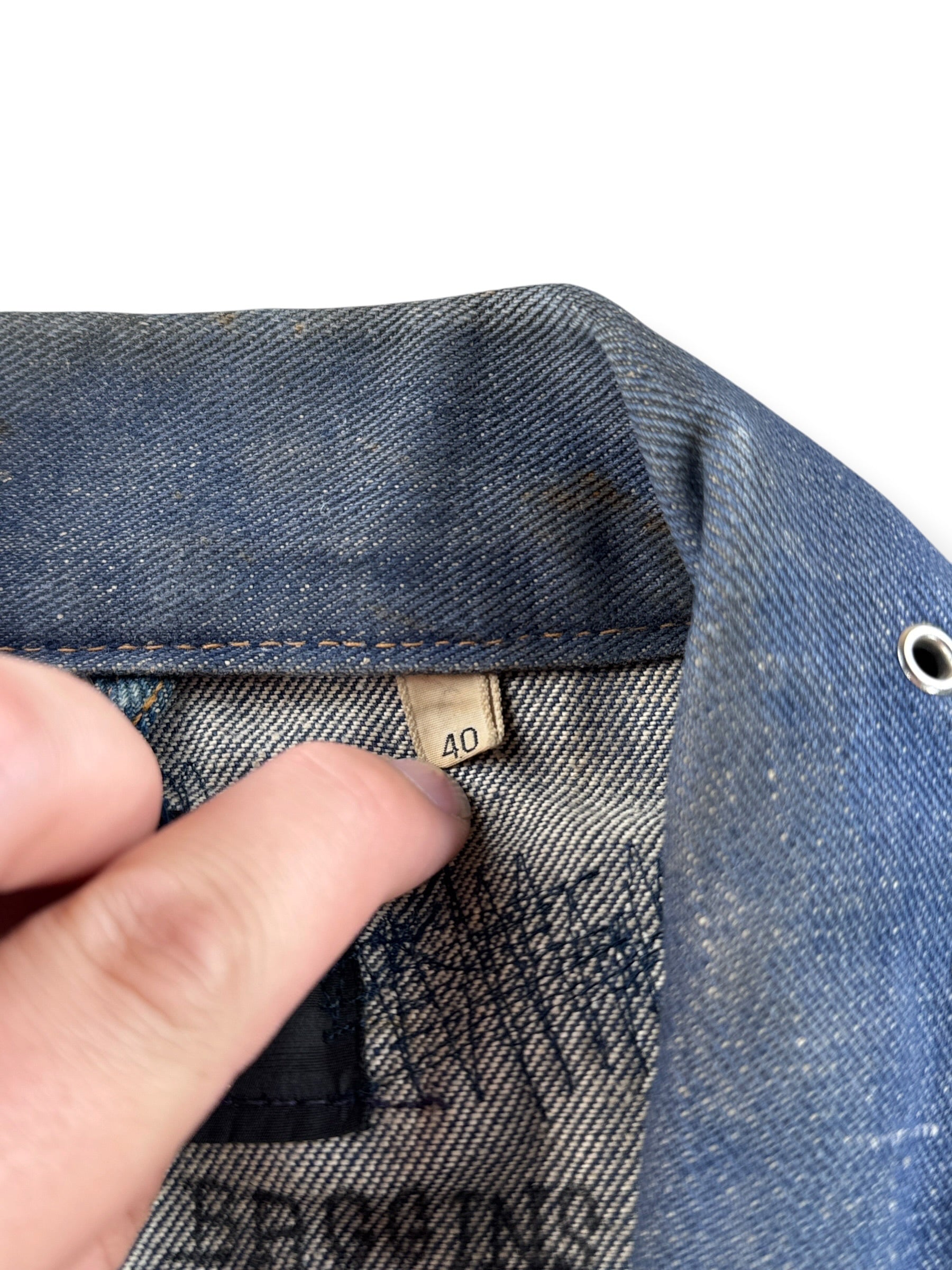 Size tag on Vintage 60s Dark Wash Wrangler Biker Vest SZ 40