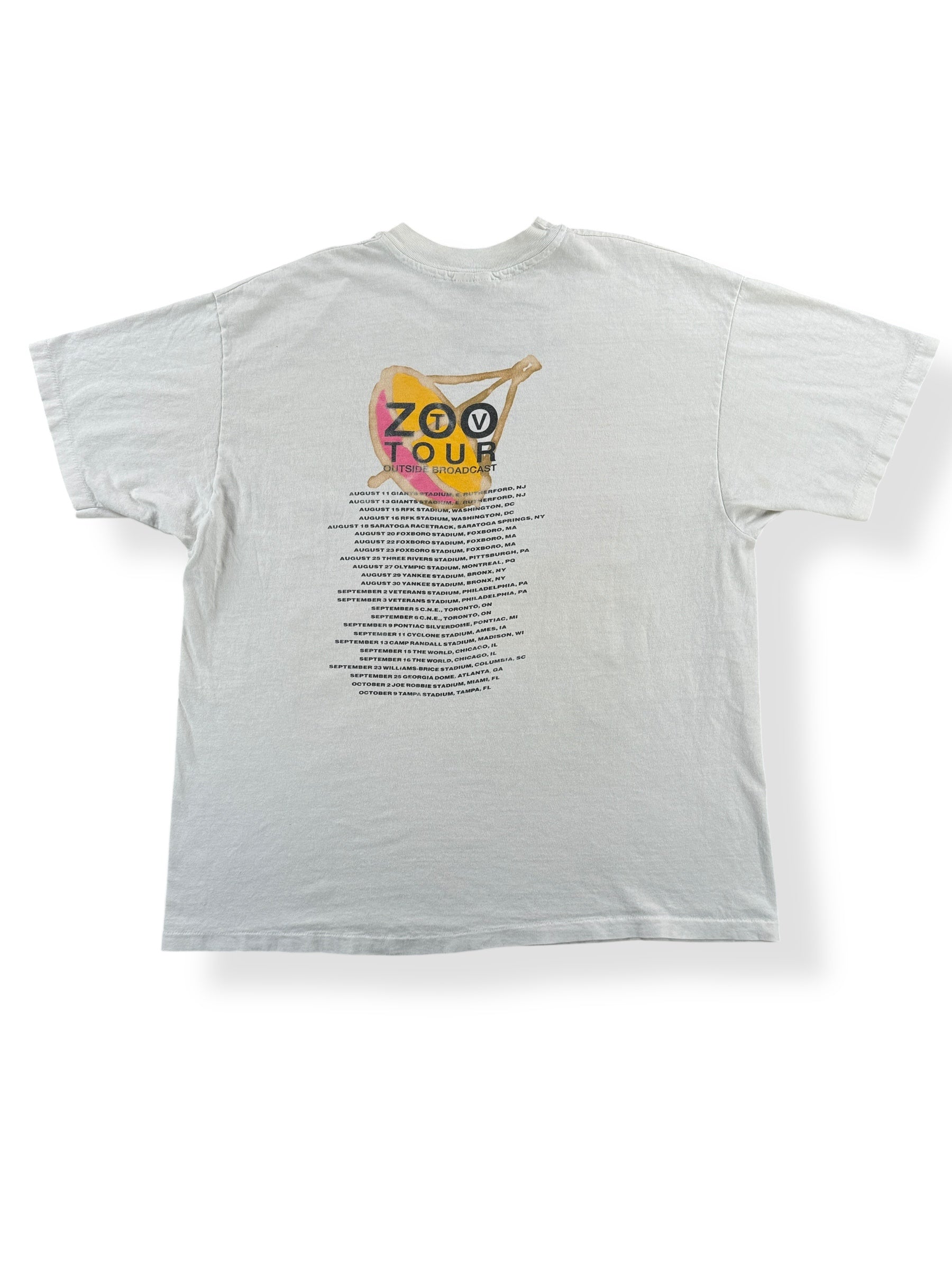 Back of Vintage U2 Zoo TV Outside Broadcast Tee SZ XL