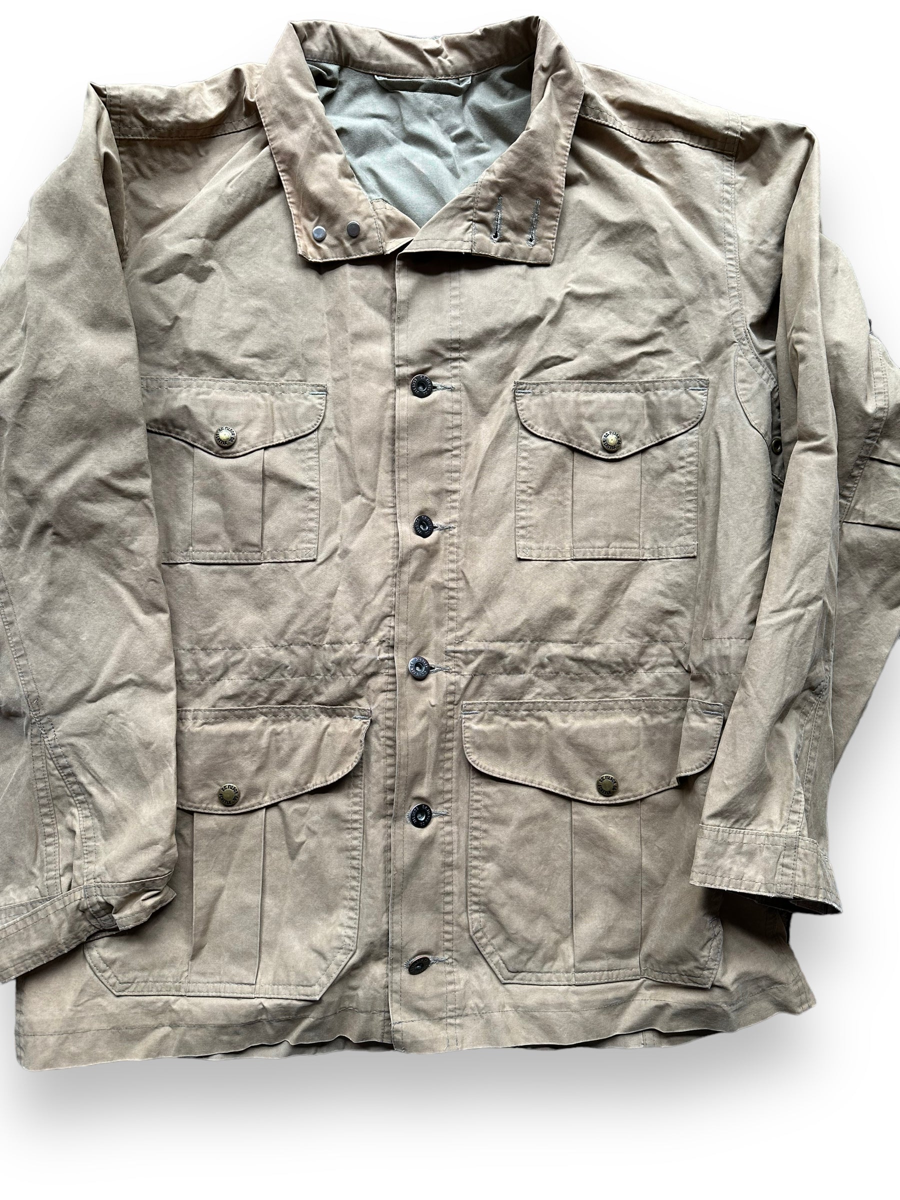 Front Detail on Filson Oregon Trail Jacket SZ M |  Barn Owl Vintage Goods | Vintage Filson Workwear Seattle