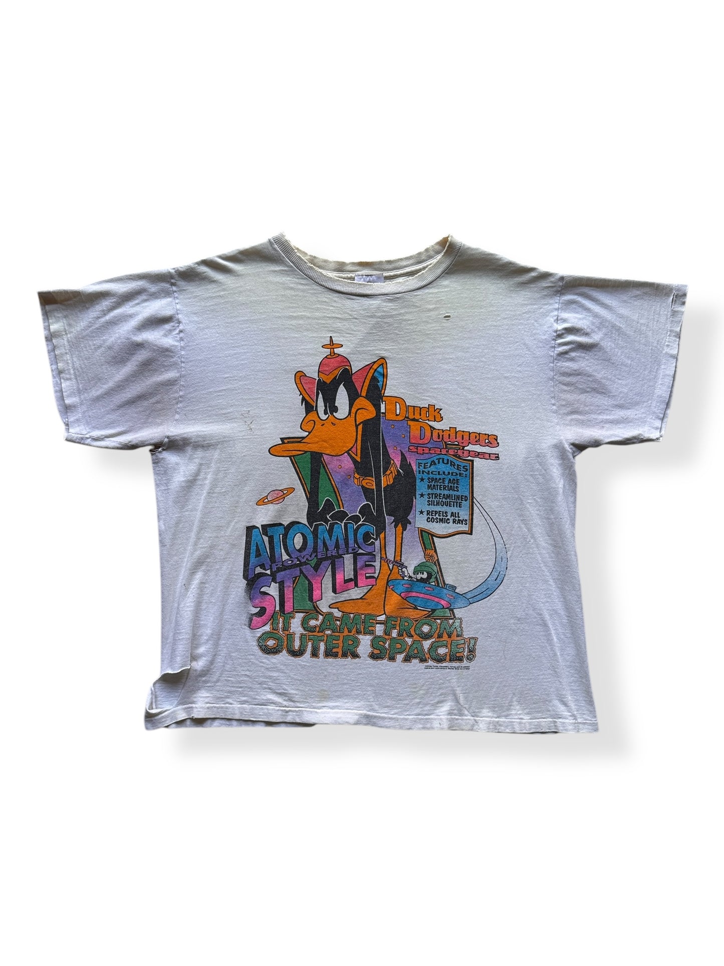 Front of Vintage Distressed Daffy Duck Duck Dodgers Tee SZ XL