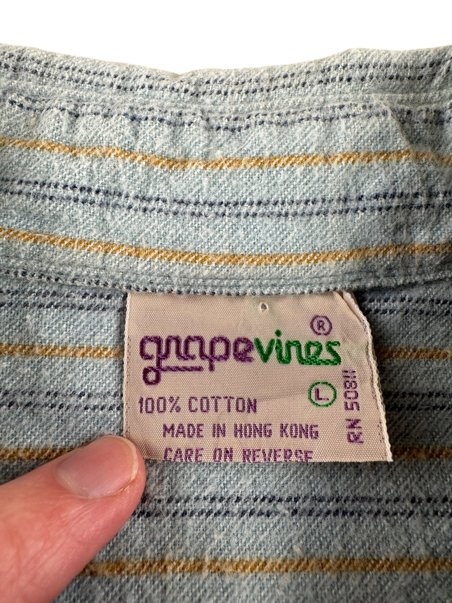 Tag on Vintage Grape Vines Cotton Striped Shirt SZ L (Fits M)