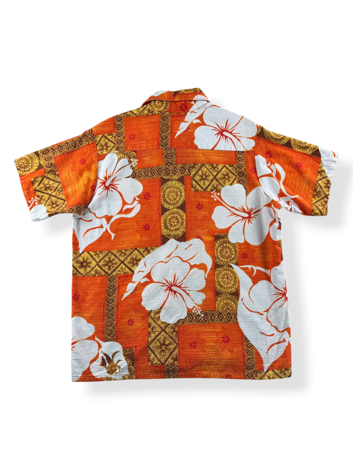 Back of Vintage Barkcloth Aloha Shirt - AS IS SZ S