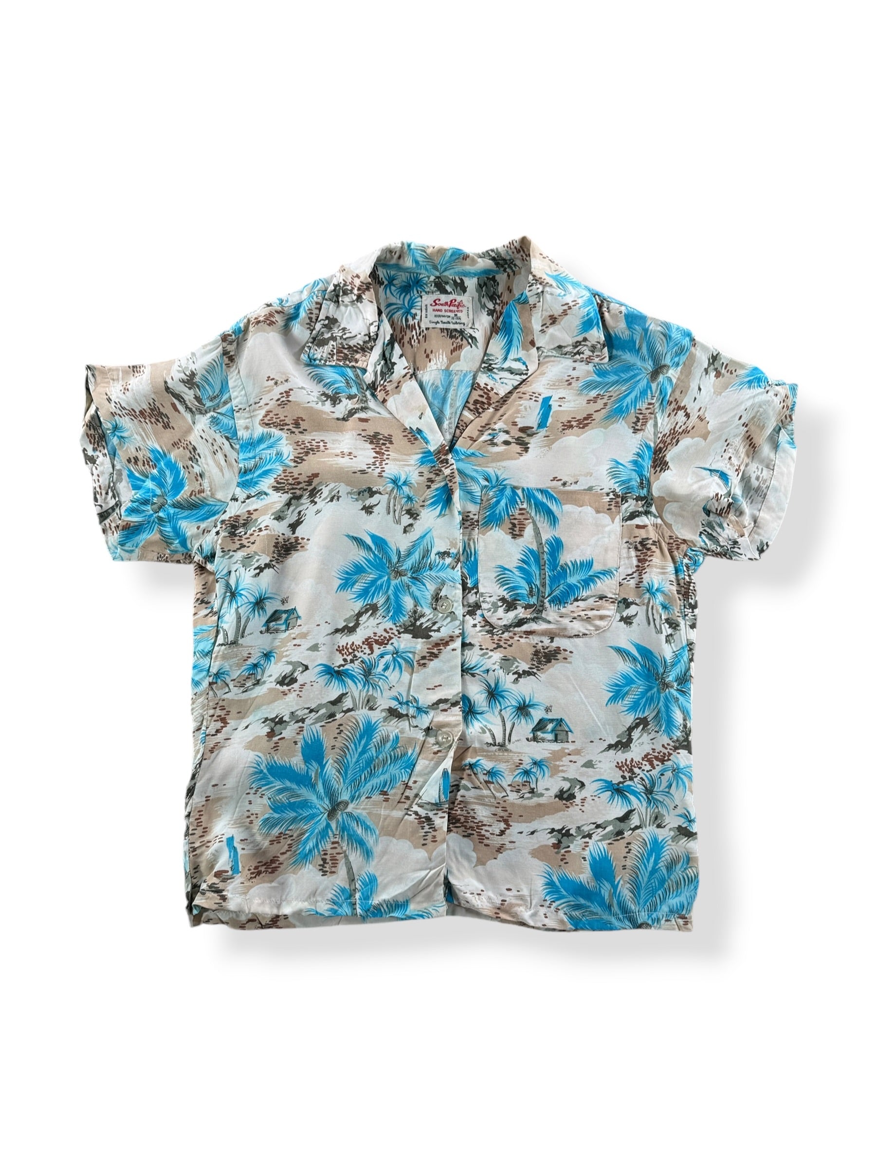 Front of Vintage South Pacific Ladies Aloha Shirt SZ M