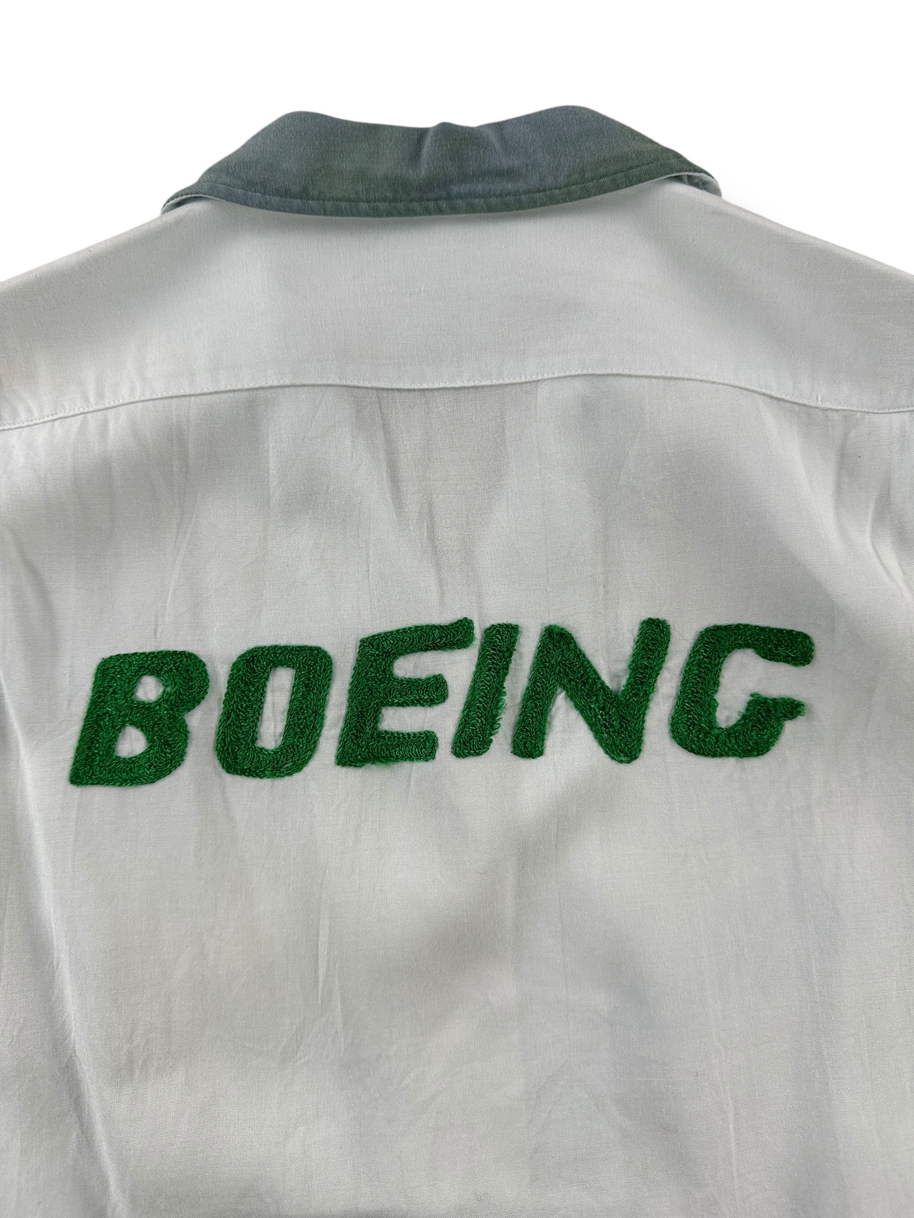Back Embroidery on Vintage Boeing Bowling Shirt SZ S AS IS