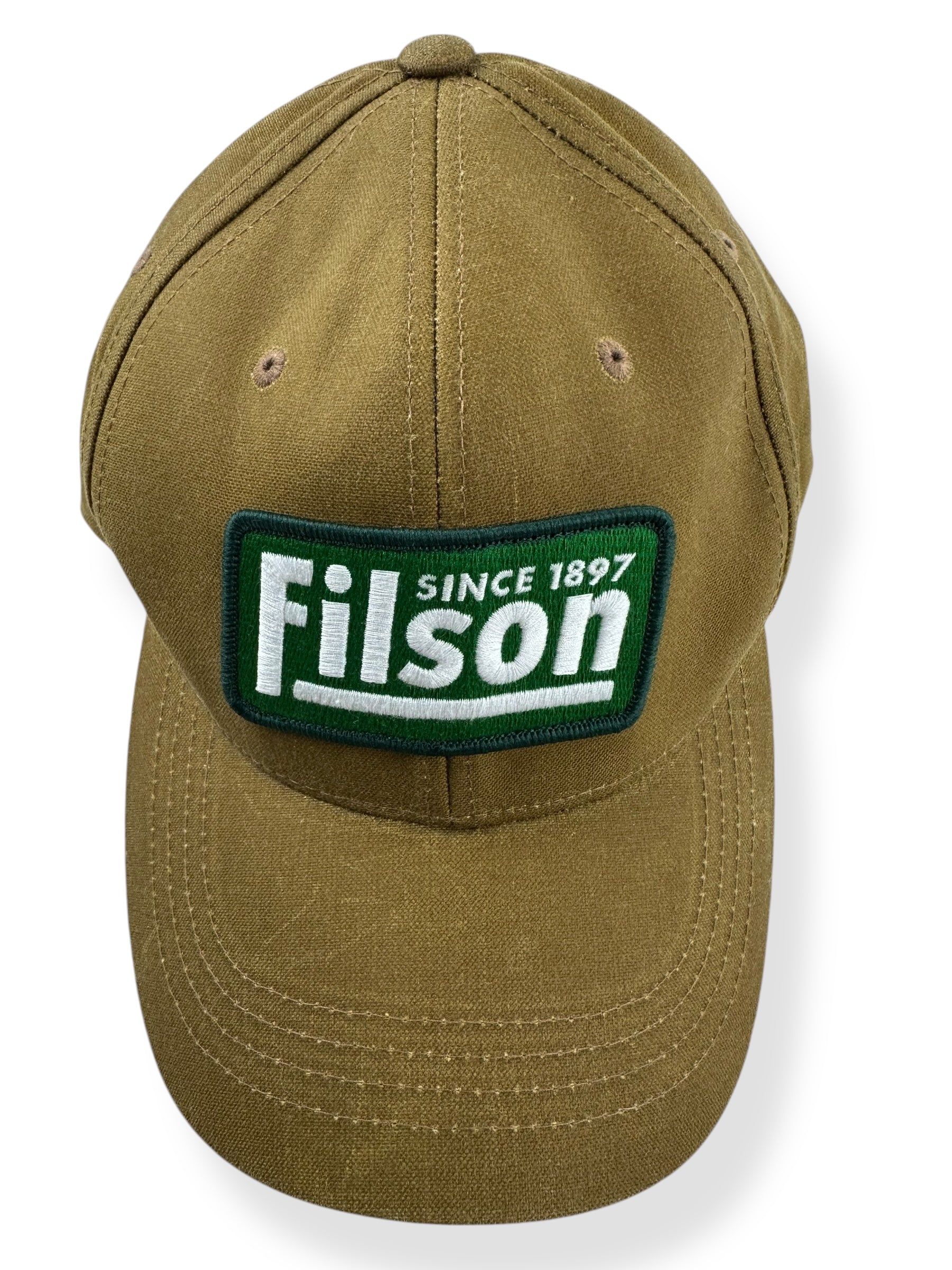 Overhead View of NWT Filson Oil Tin Logger Cap