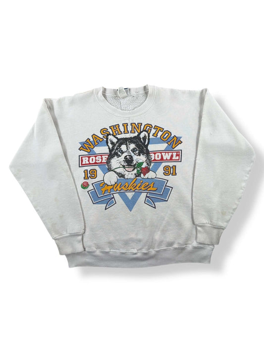 Front of Vintage Huskies Rose Bowl Crewneck SZ M AS IS
