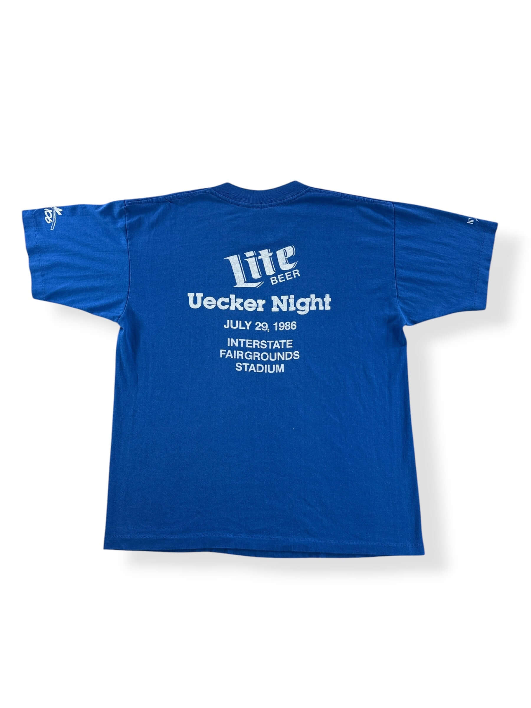 Back of Vintage Must Be In The Front Row Bob Uecker Night Tee SZ L (Fits M)