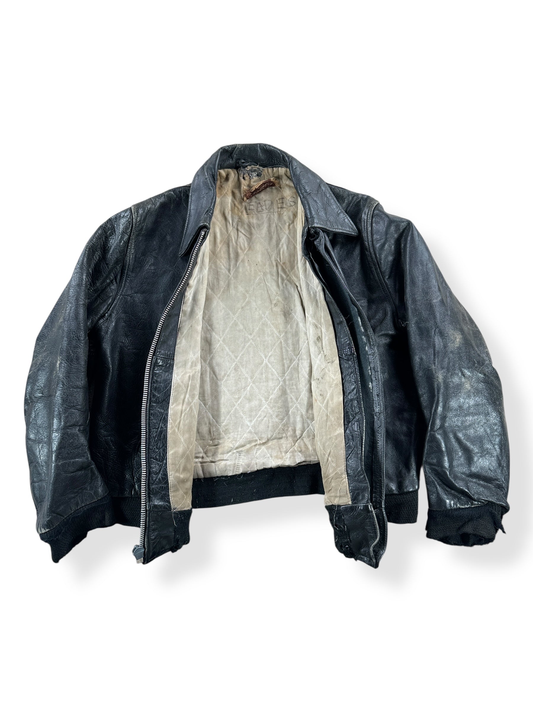 Inside of Vintage Distressed Kurland by Star Sportswear Leather Jacket SZ M AS IS