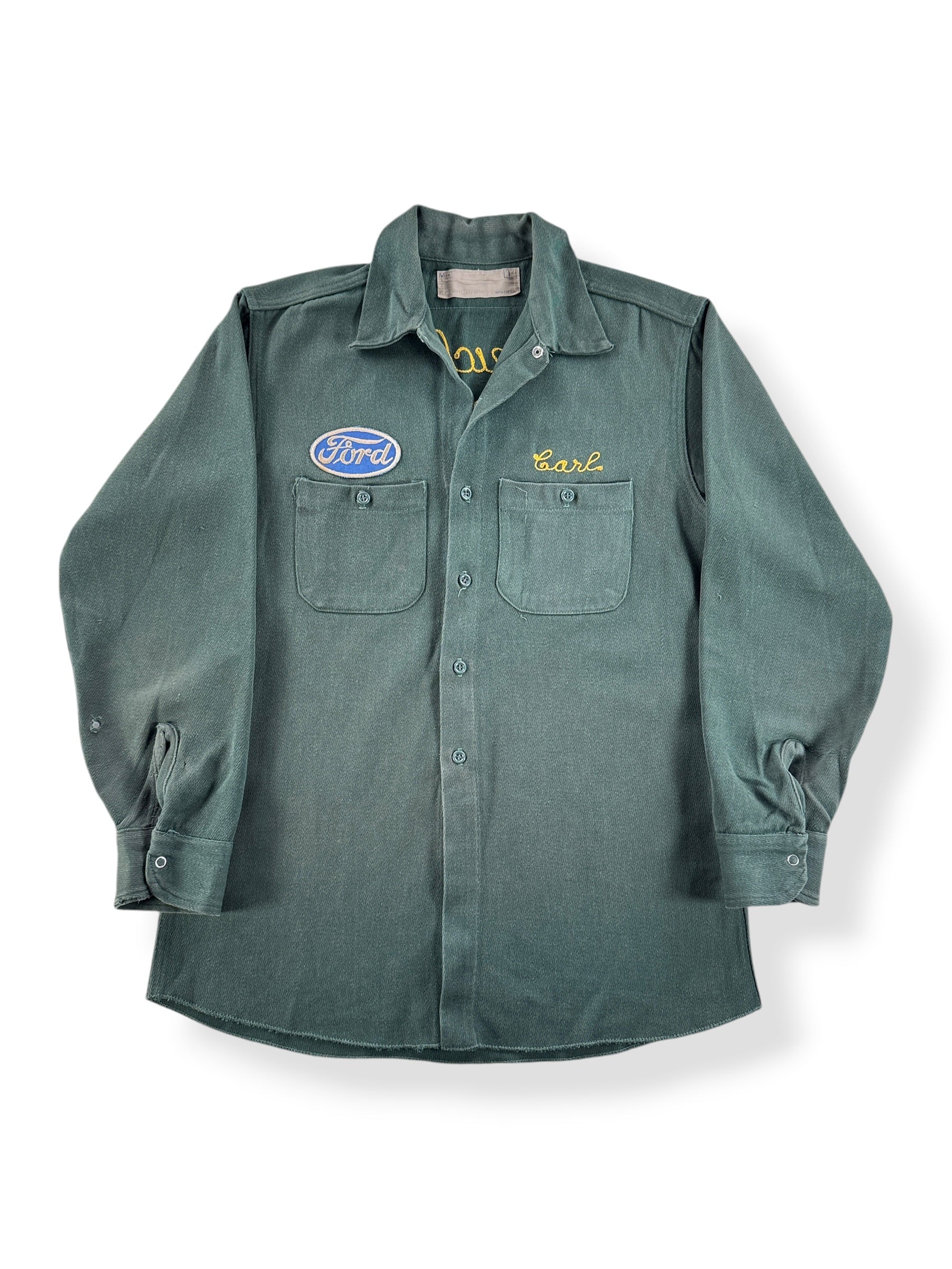Front of Vintage Scolnick Brothers English Ford Chainstitch Jacket SZ M