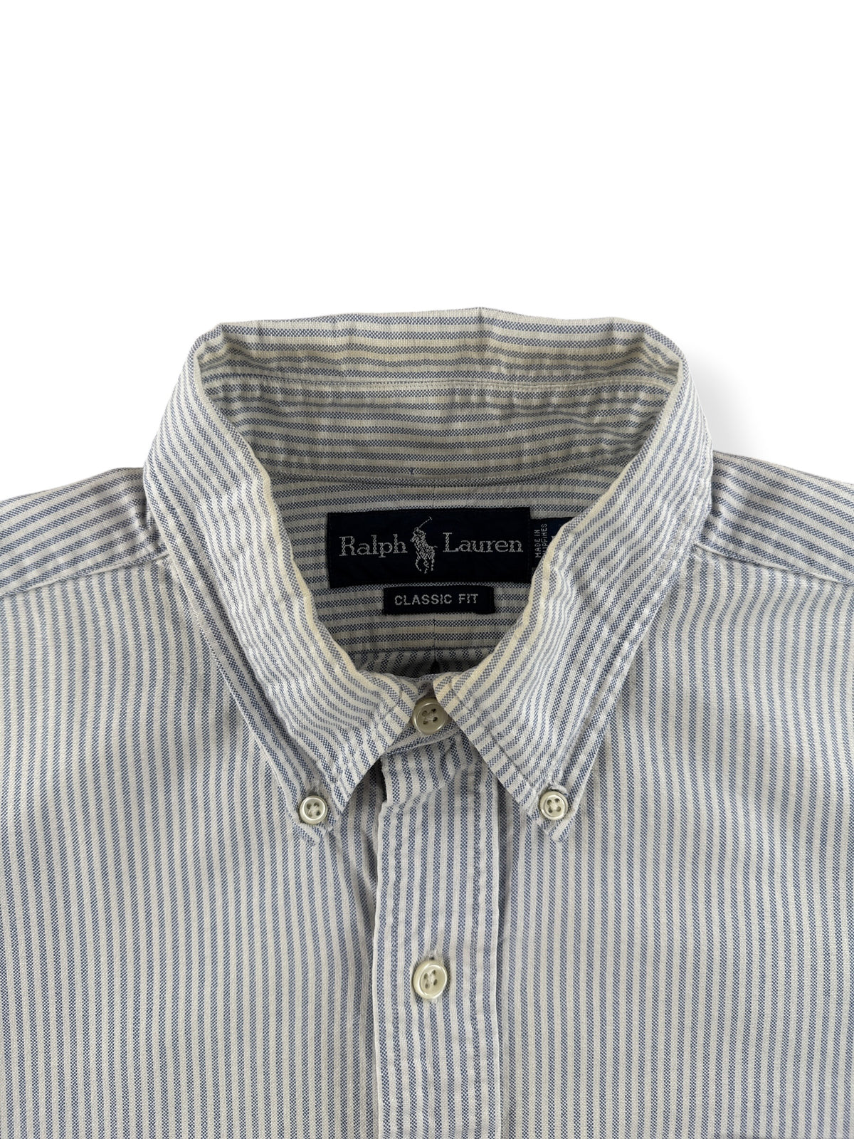 Collar on Vintage Ralph Lauren Striped Oxford Shirt SZ L