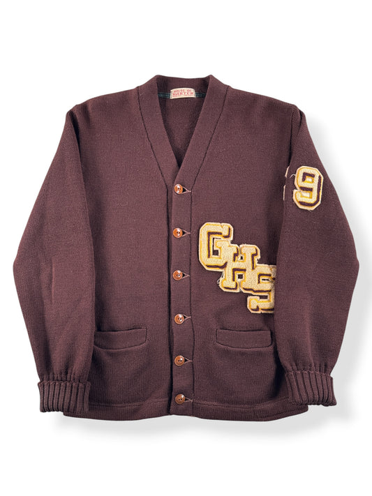 Front of Vintage Brown Letterman GHS Cardigan SZ XS - AS IS