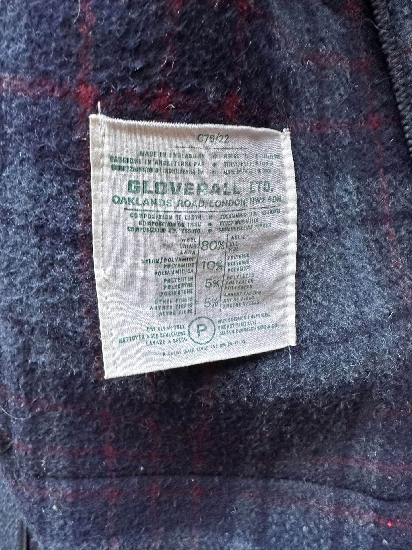 Inner Tag View of Vintage Gloverall Duffle Coat SZ L | Seattle Vintage Wool Coat | Barn Owl Vintage Seattle