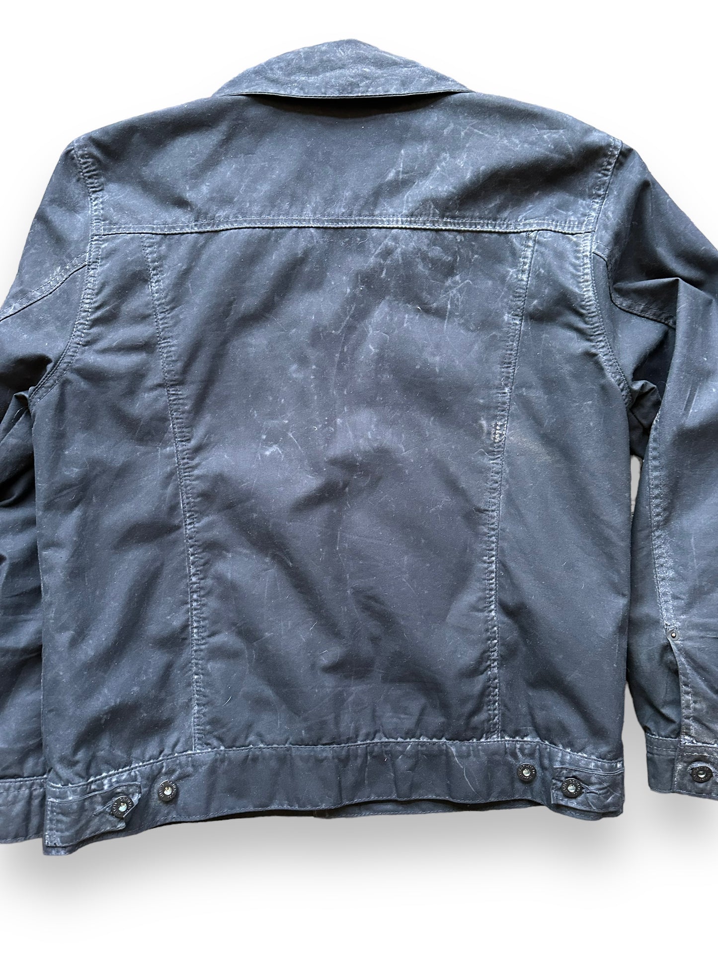 Rear Detail on Filson Black Short Lined Tin Cloth Cruiser SZ M |  Barn Owl Vintage Goods | Vintage Filson Workwear Seattle