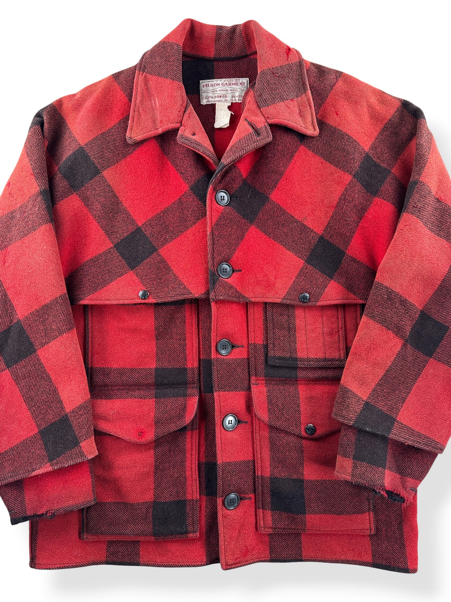 Close-up of Vintage 80’s Filson Double Mackinaw SZ 44