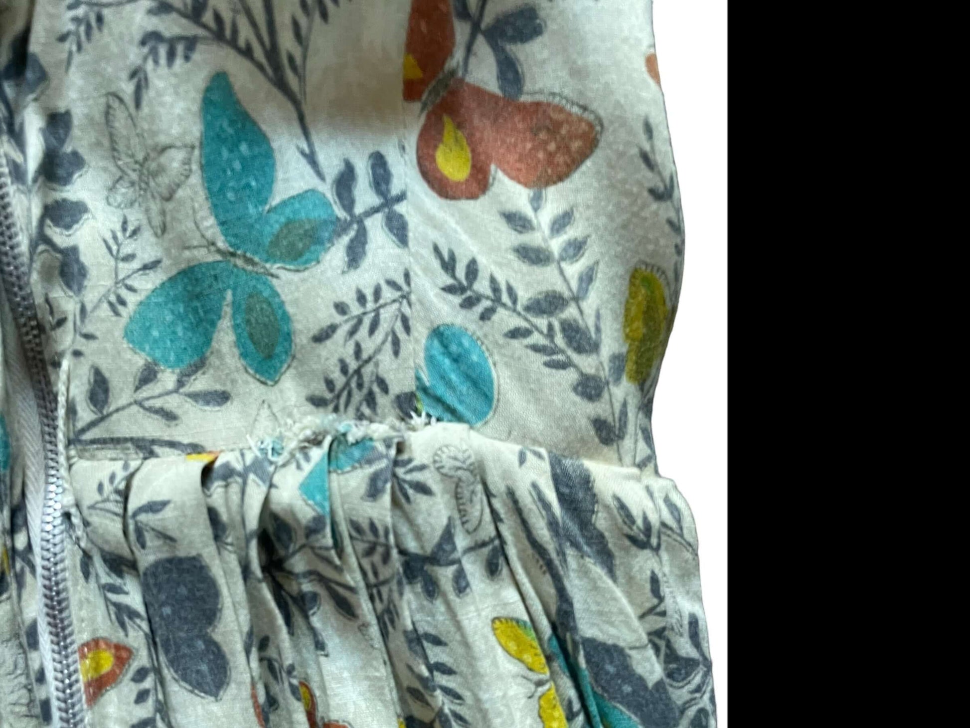Back left waist view of Vintage 1950s Jonathan Logan Butterfly Dress |  Barn Owl Vintage Dresses | Seattle Vintage Ladies Clothing