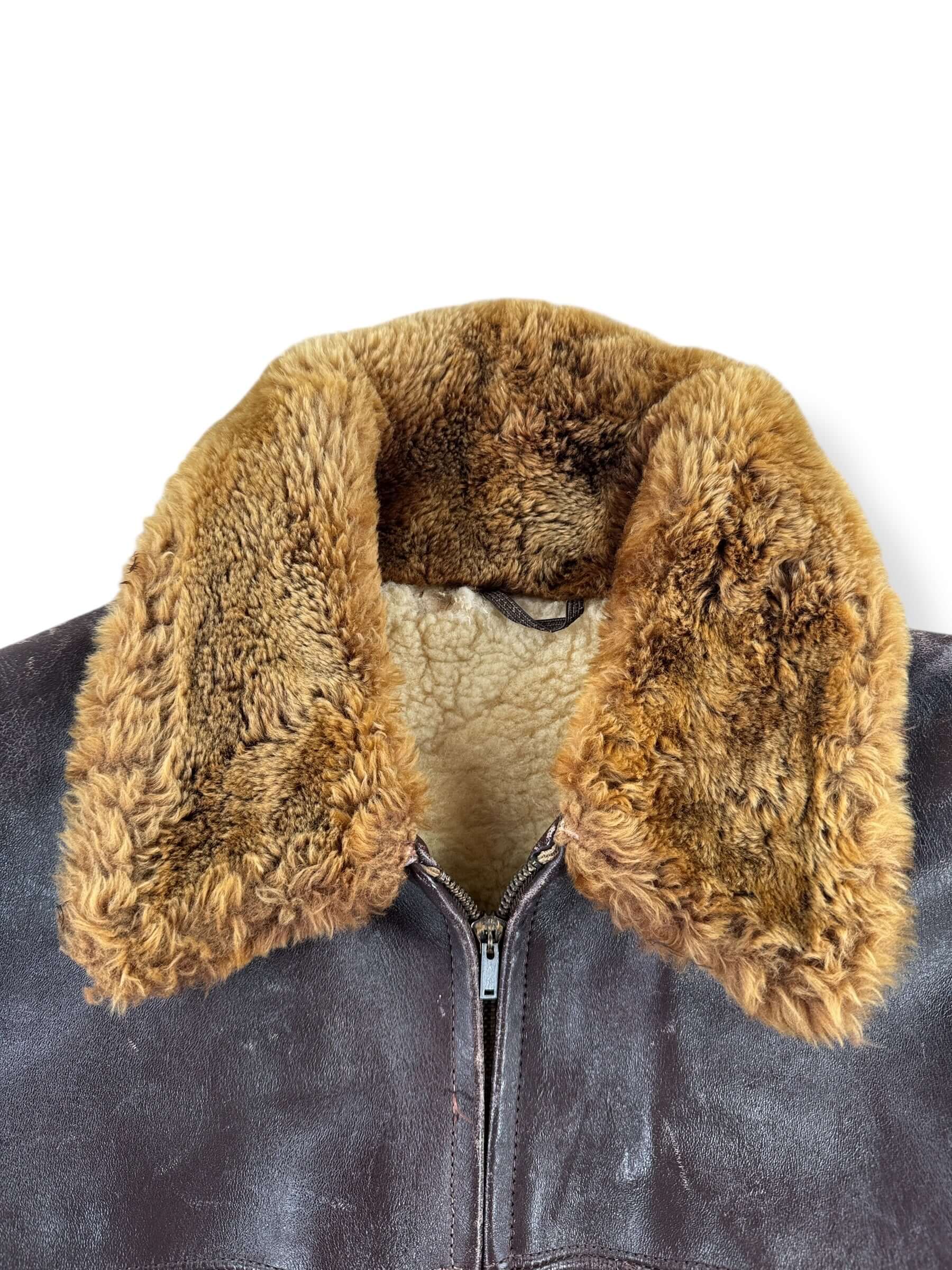 Collar on Vintage Hercules Shearling Leather Jacket SZ M