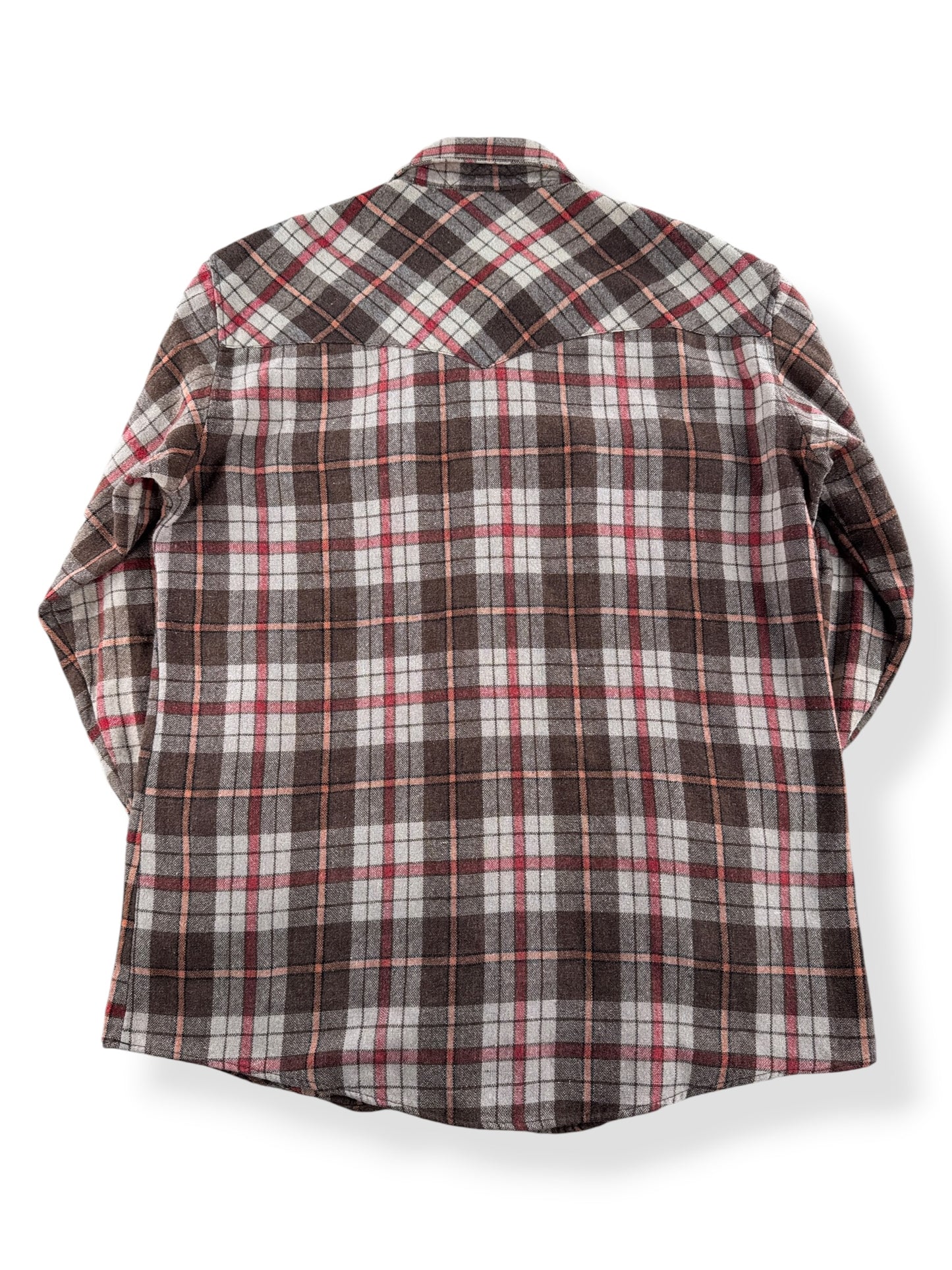 Back of Vintage Champion Westerns Wool Flannel Pearlsnap SZ 16 1/2 - AS IS