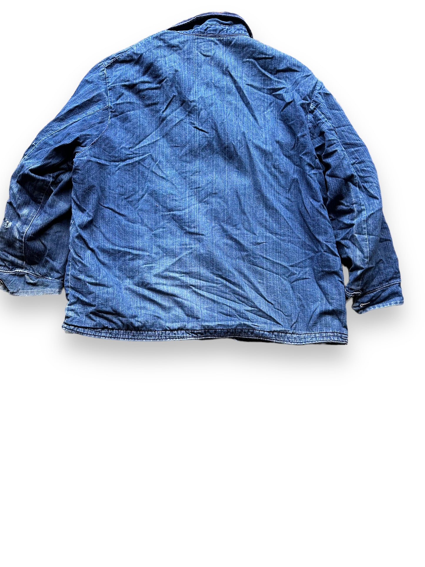 Rear View of Vintage Blanket Lined Wrangler Blue Bell Chore Coat SZ 50 | Vintage Denim Jacket Seattle | Seattle Vintage Clothing
