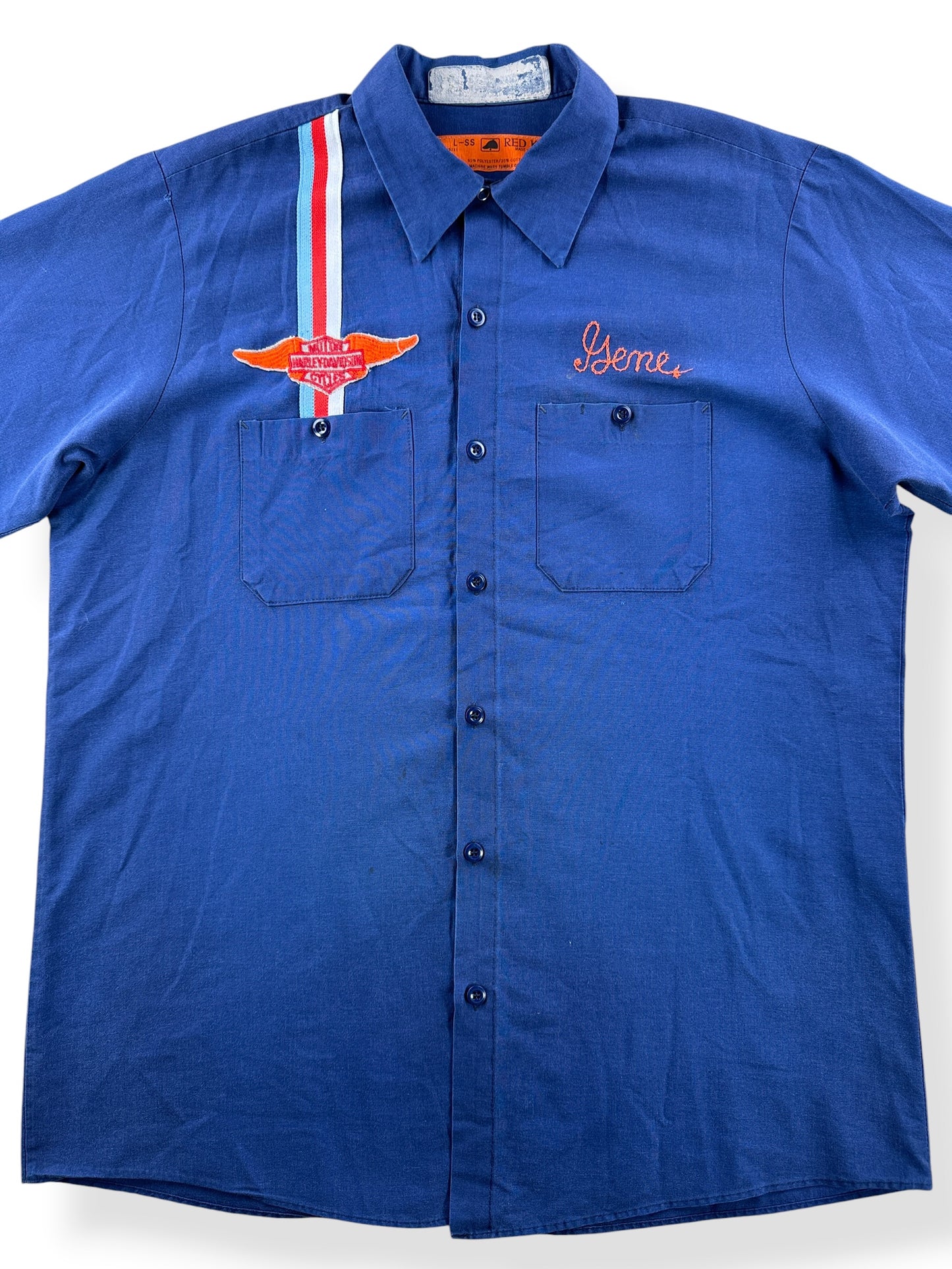 Close-up of Vintage 60s Harley Mechanic Shirt SZ L