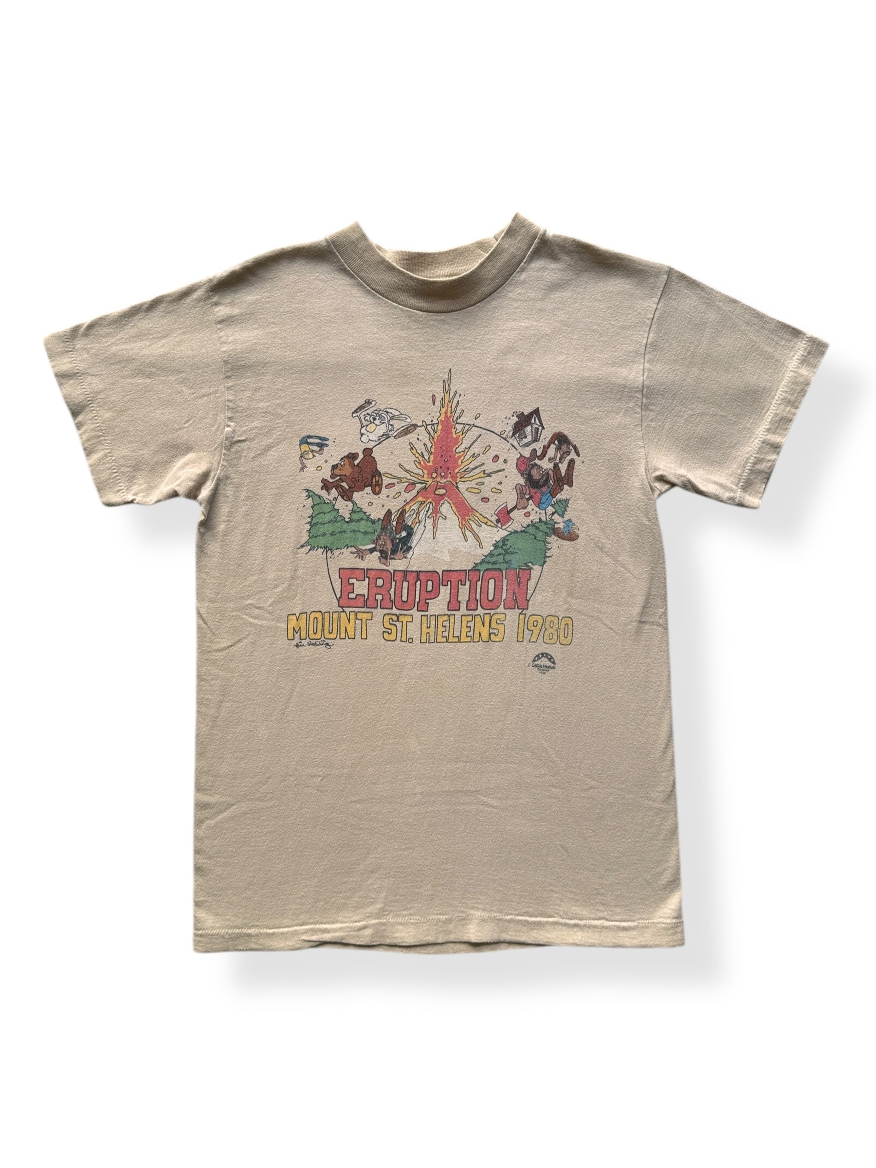 Front of Vintage Cascade Mountain Mt St Helens Eruption Tee SZ S