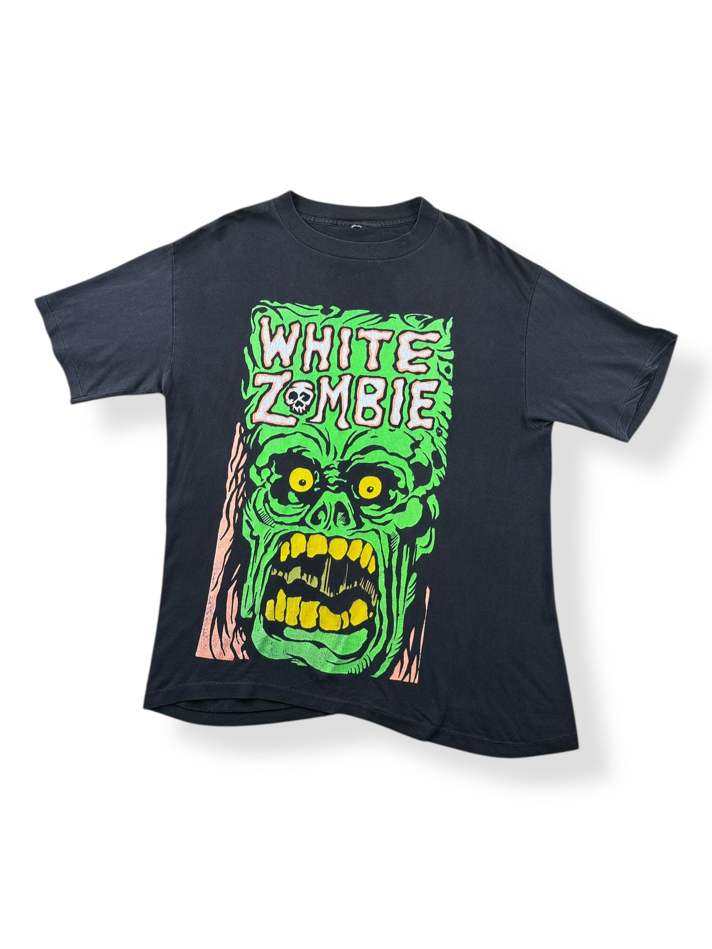Front of Vintage White Zombie Monster Yell La Sexorcisto 1992 Tour Tee SZ L